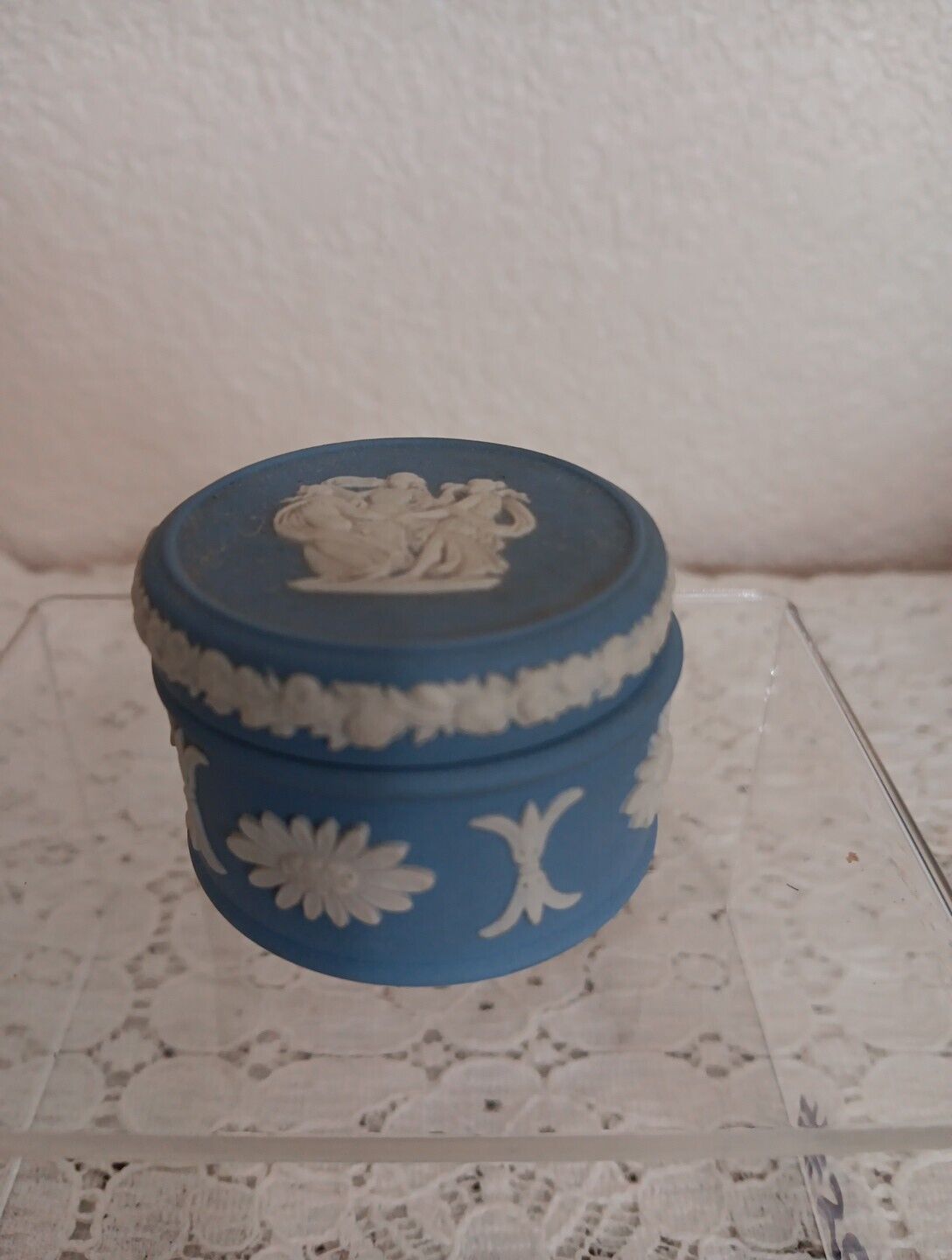 Vintage Wedgewood Blue Mini Trinket Box