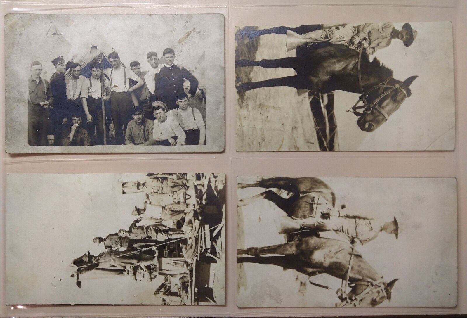 Mexican American Border Wars - Postcards Lot (4) - 1910s - US Army, Camp, RPPC