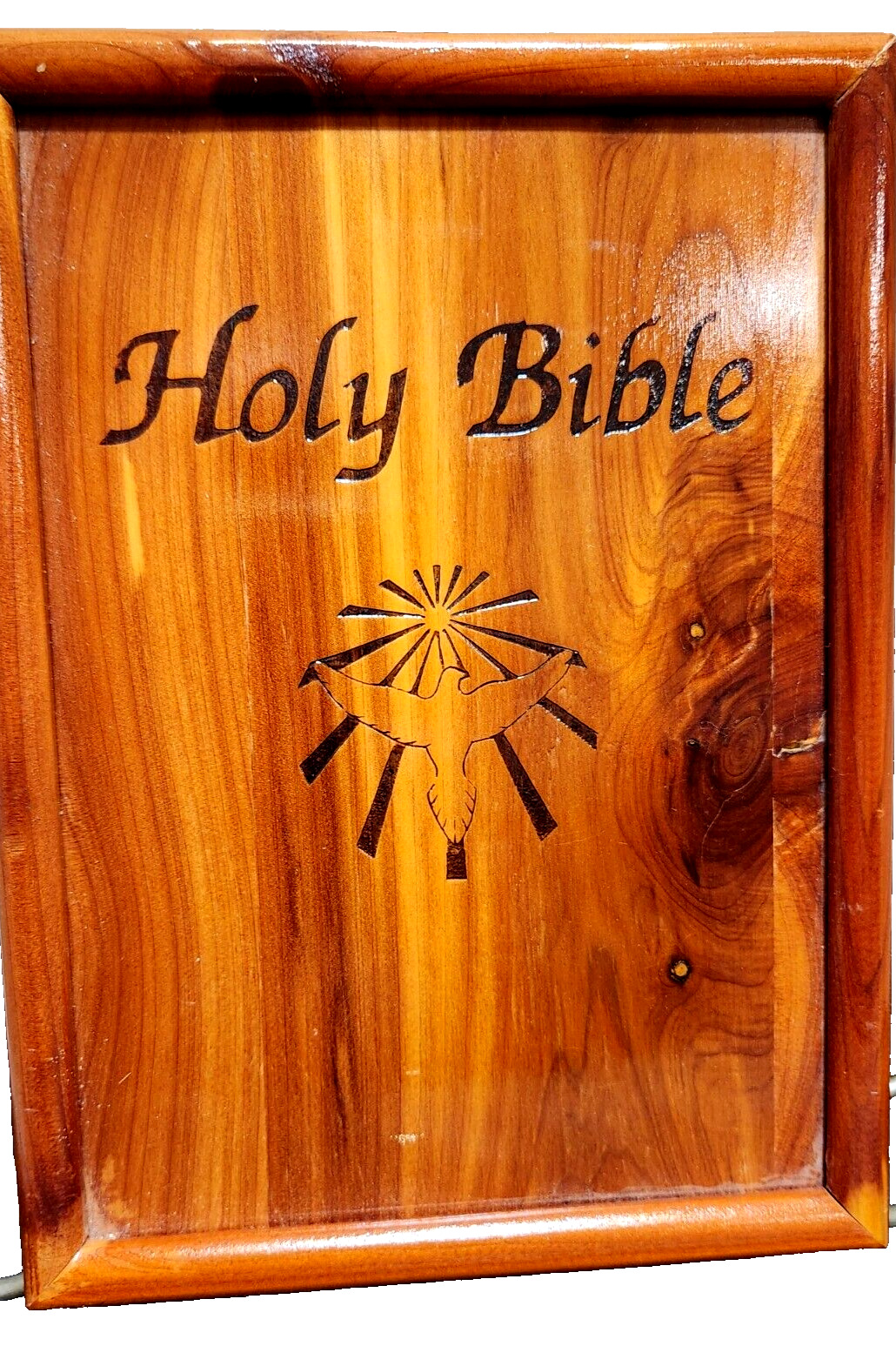 VTG Holy Bible Dove of Peace Catholic Ed. w/ Cedar Case 1991 John Paul II Photo