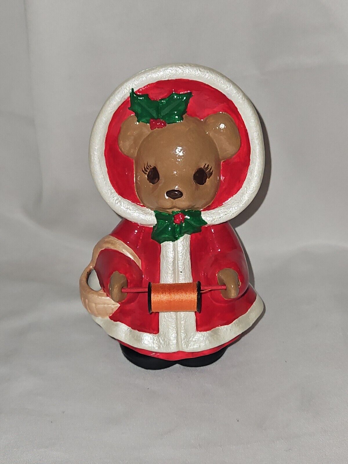 Holiday  Vintage  Ceramic Mouse / Bear  Holding Thread