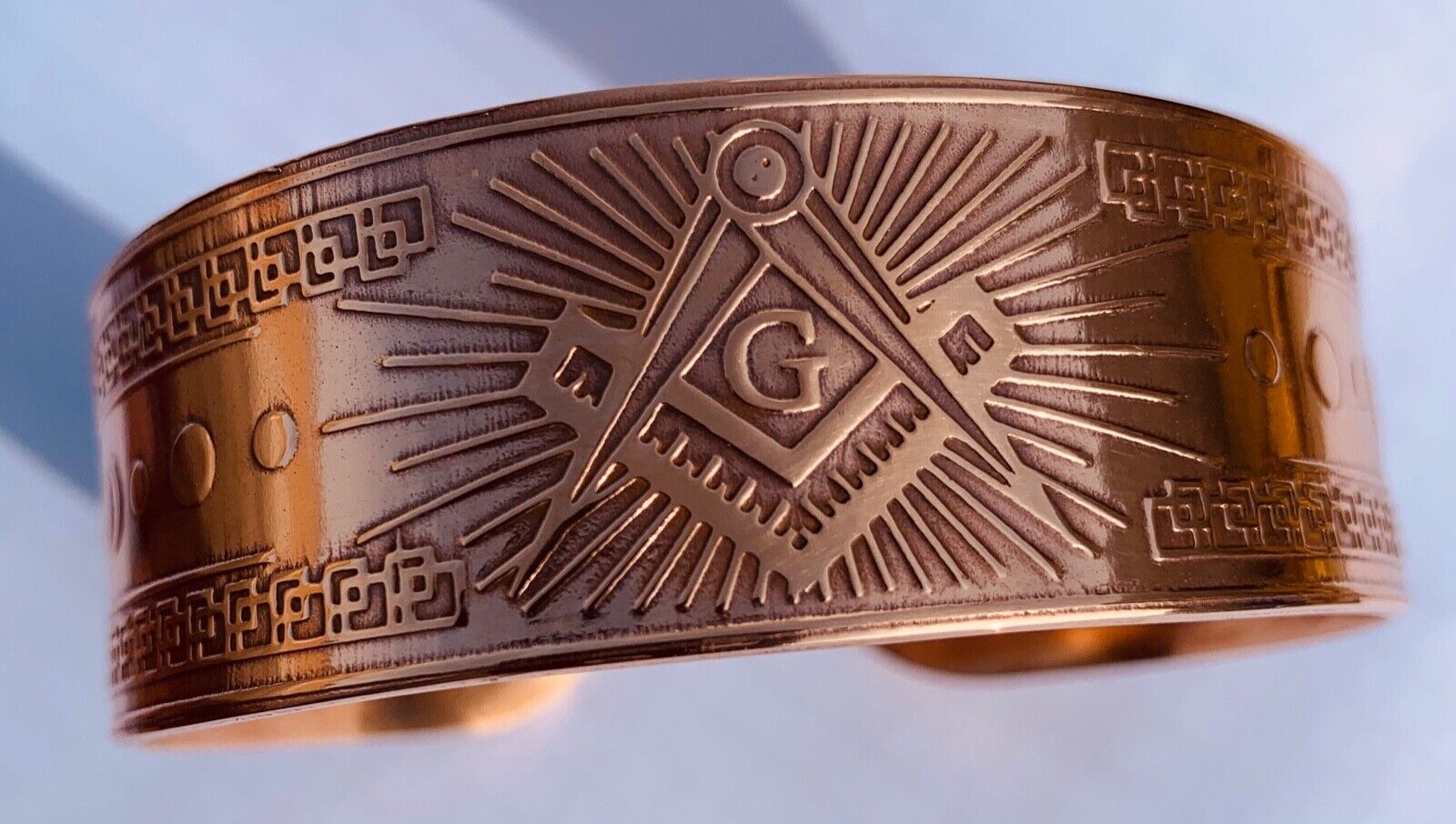 Masonic pure copper wristband large master mason  with pyramid symbols 
