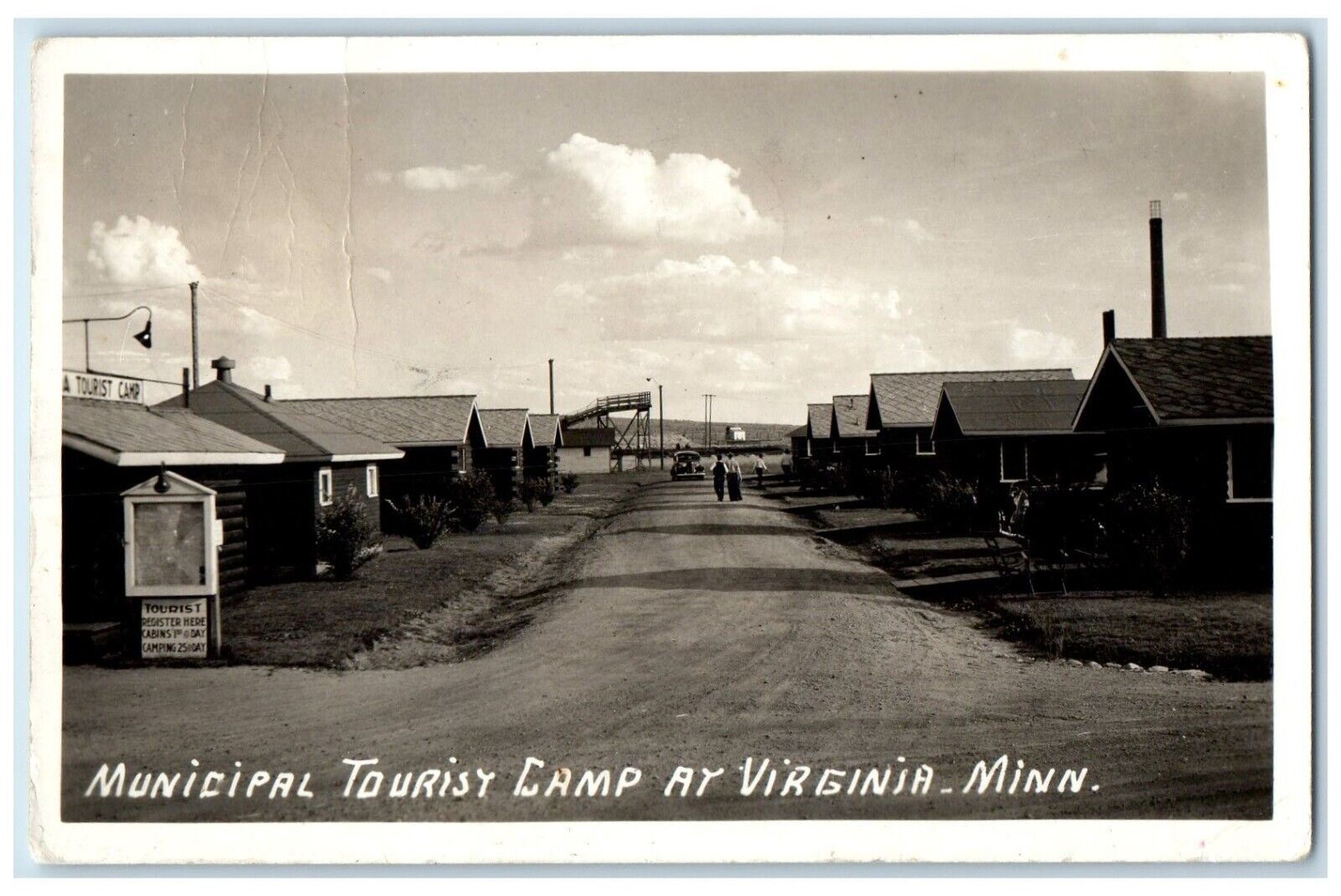 Virginia Minnesota RPPC Photo Postcard Municipal Tourist Camp Exterior View 1939