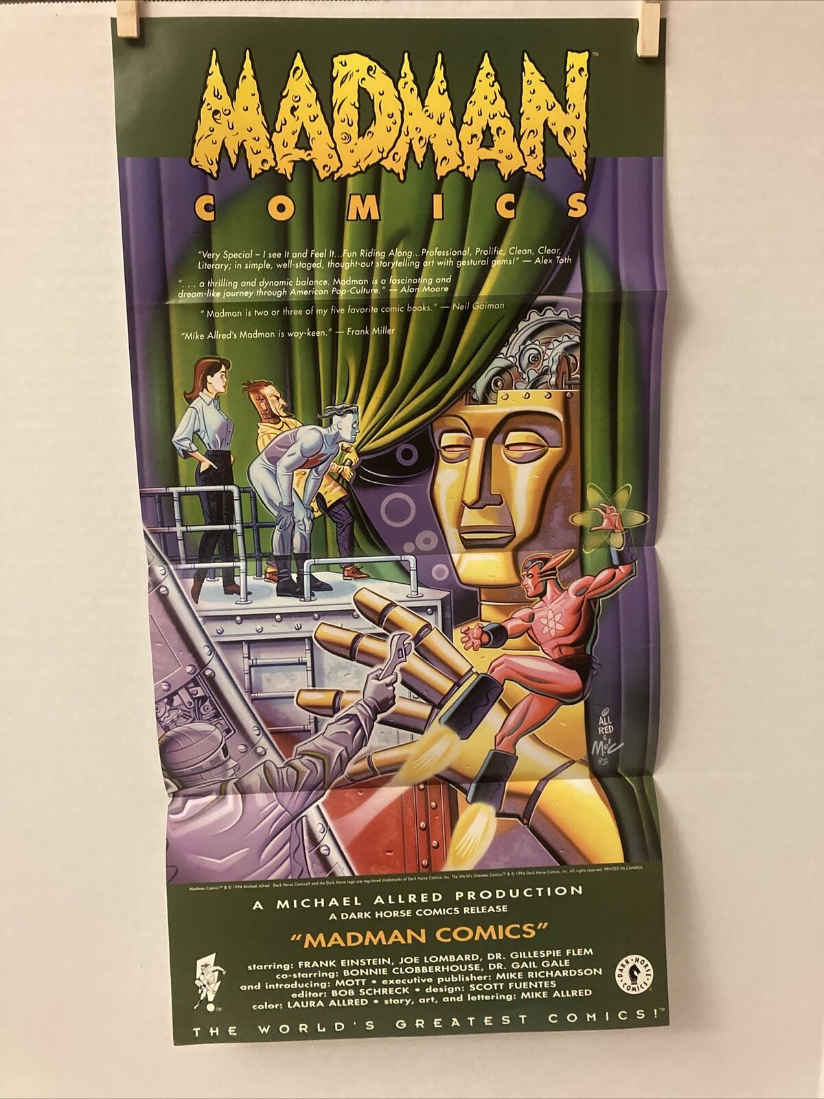 VINTAGE 1994 Madman Comics Poster Original Promo 22x11 Dark Horse Comics