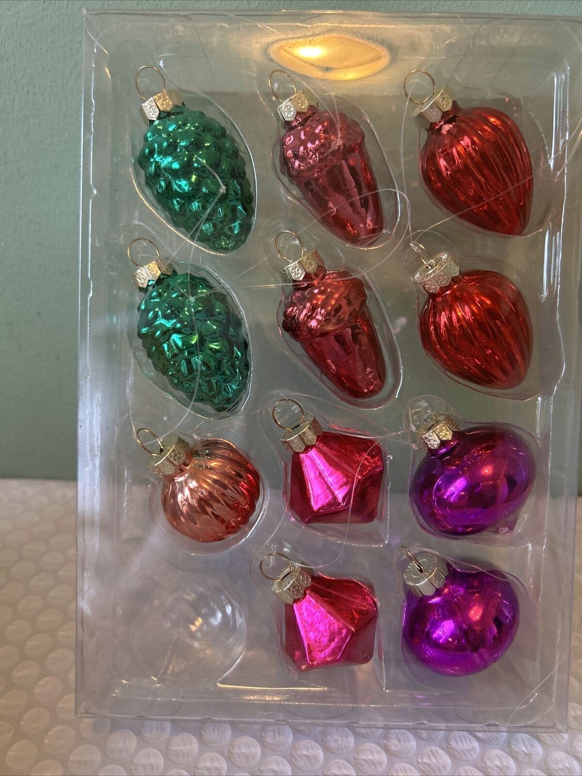 Glass Xmas Ornaments Acorn Pinecone Unbranded Set Of 11