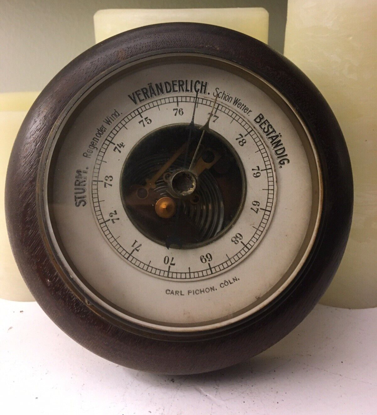 Vintage German Barometer STURM - VERANDERLICH - BESTANDIG - Nautical Heavy Wood