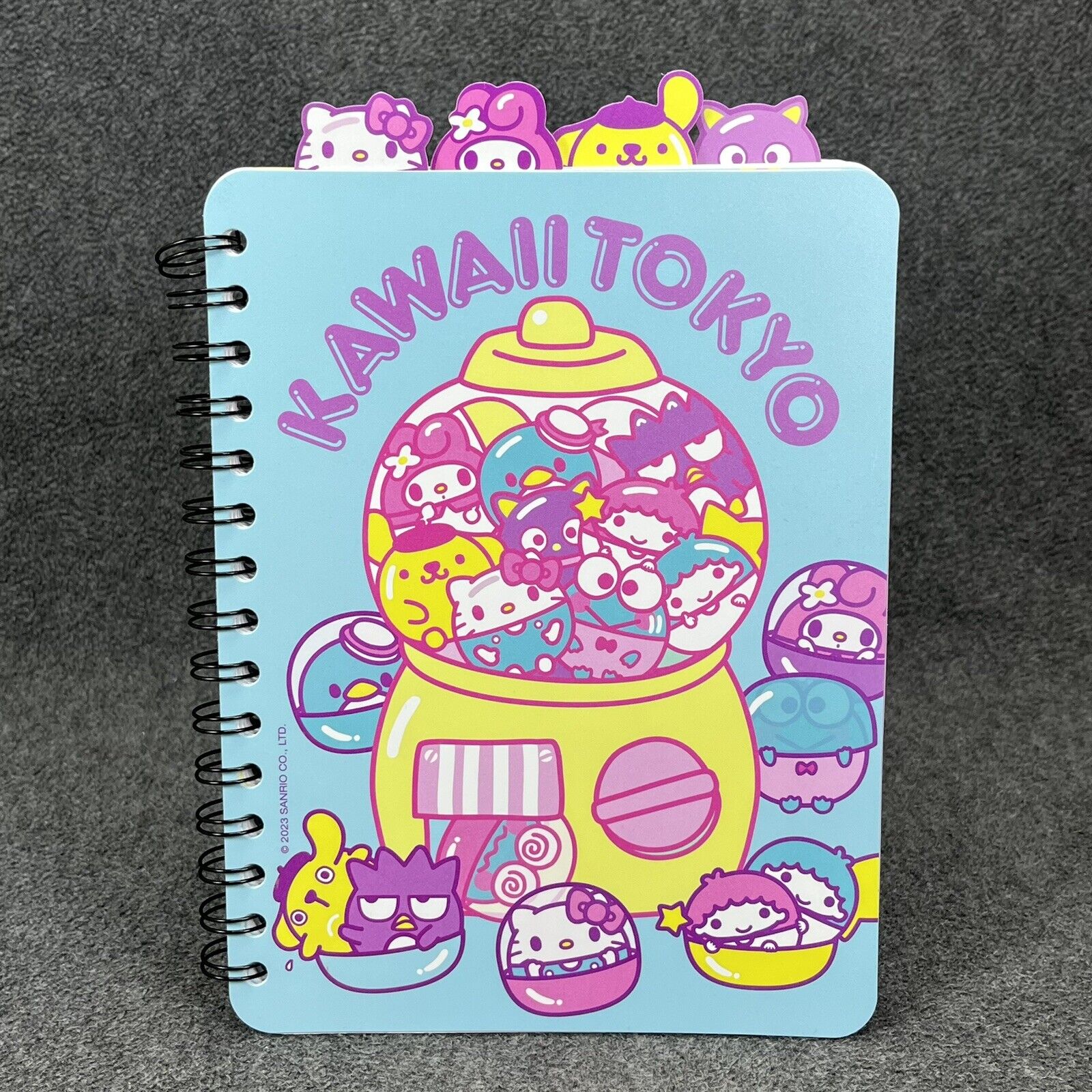 Sanrio Hello Kitty Toy Machine Spiral Tab Notebook Journal w/ Character Dividers