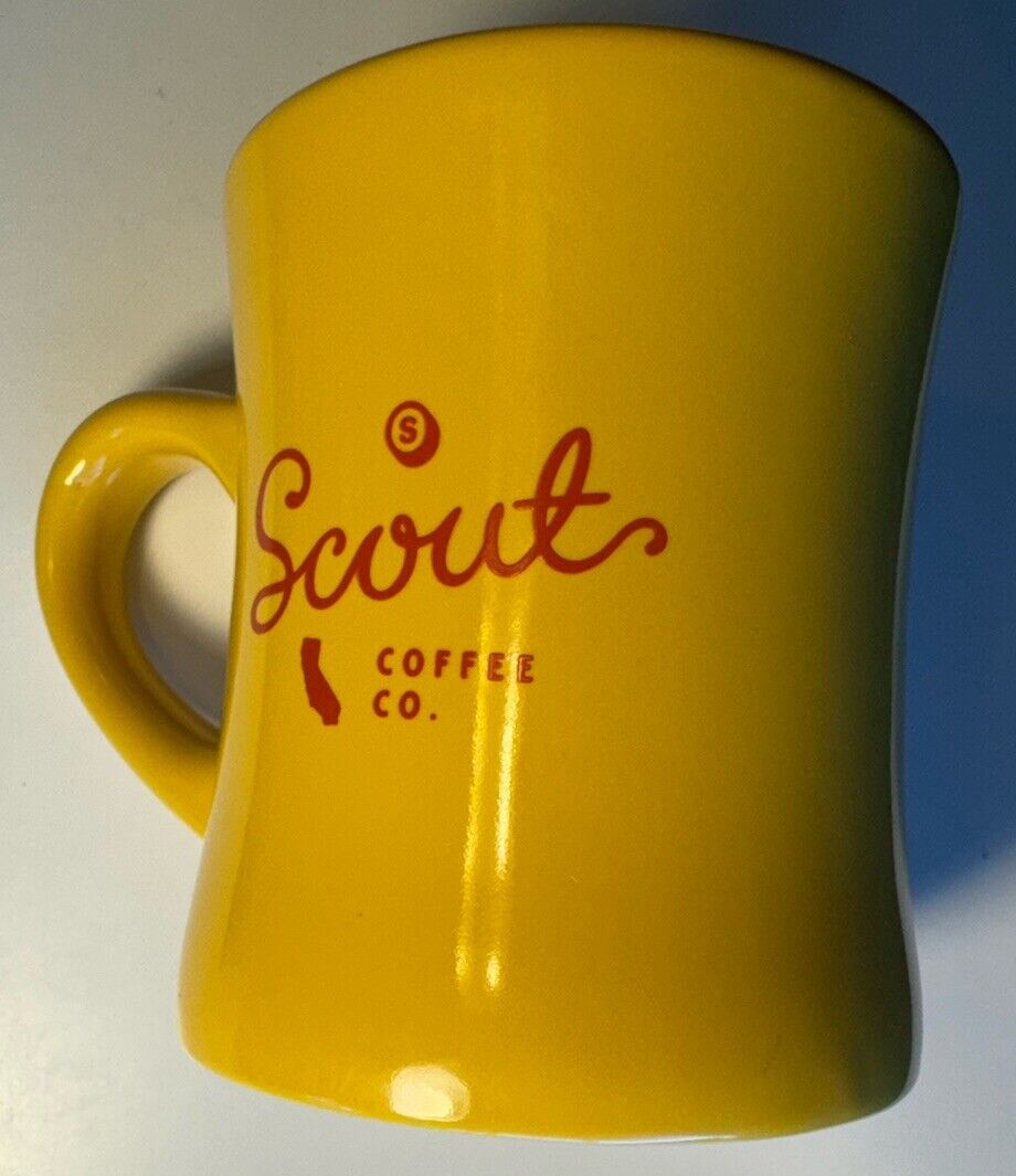 Nice MINTY Yellow Scout Coffee Co CA Coffee & Sunshine Diner Coffee Mug RARE