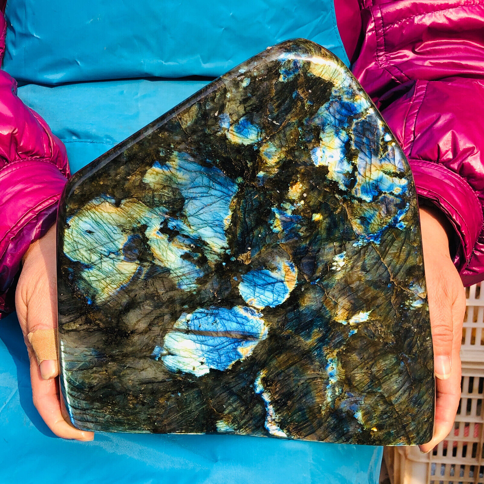 15.97LB Natural Labradorite Blue Quartz Crystal Polished Healing Sample 378