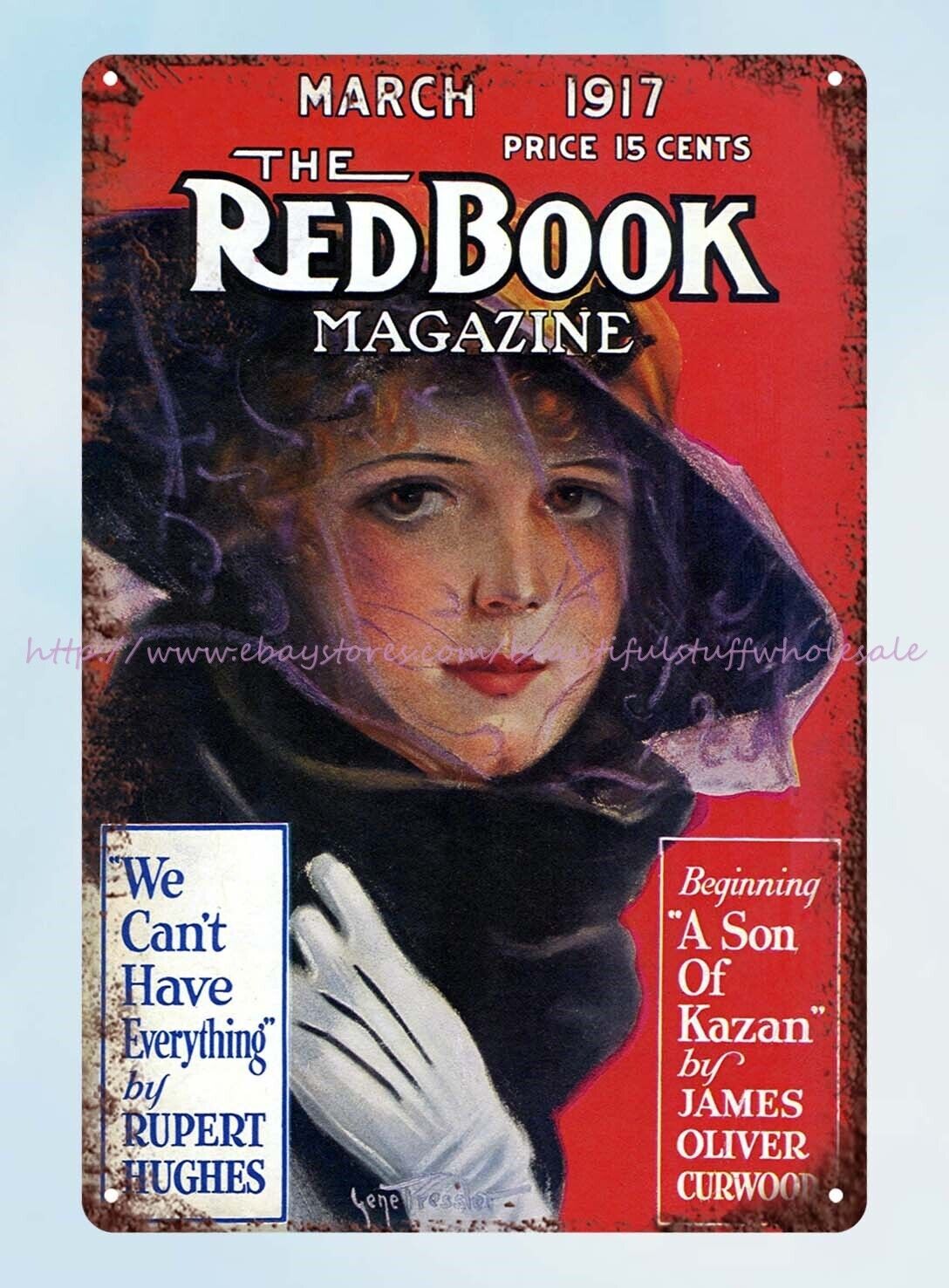 March 1917 issue of The Redbook Magazine Cover metal tin sign discount wall art