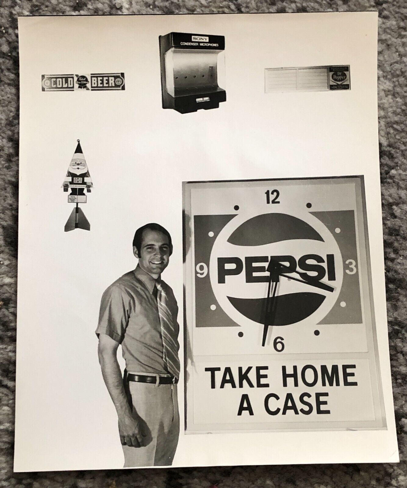 Pepsi Cola Soda Photograph Advertising Promo 1970\'s Black White Glossy Vintage