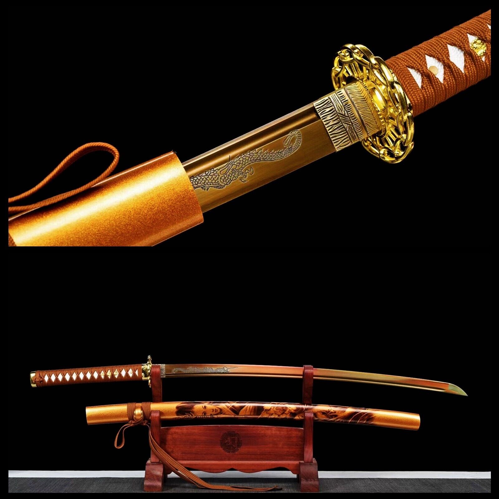 Golden Dragon Katana T1060 Battle Ready Japanese Sharp Functional Fulltang Sword