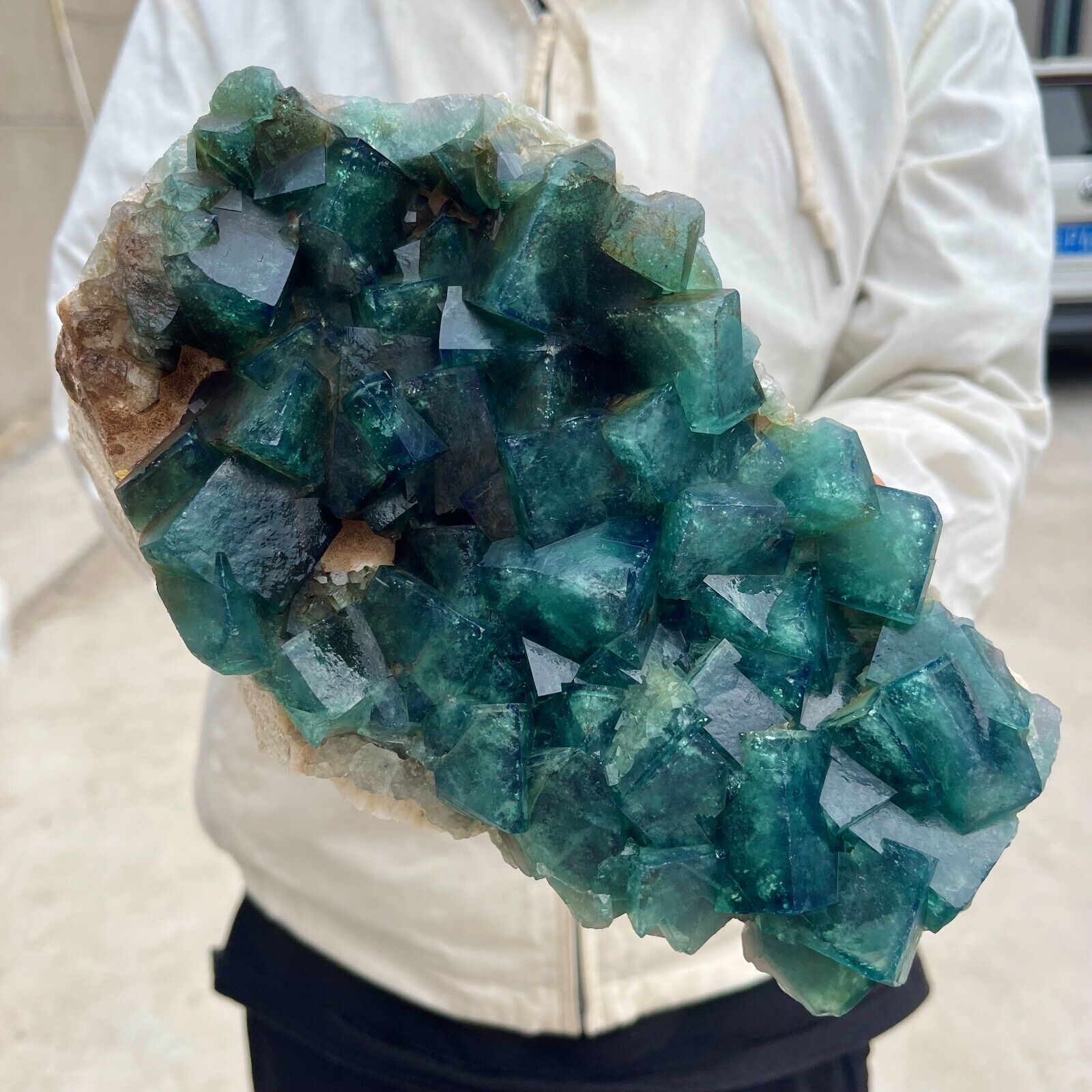 7.8LB NATURAL Green Cube FLUORITE Quartz Crystal Cluster Mineral Specimen