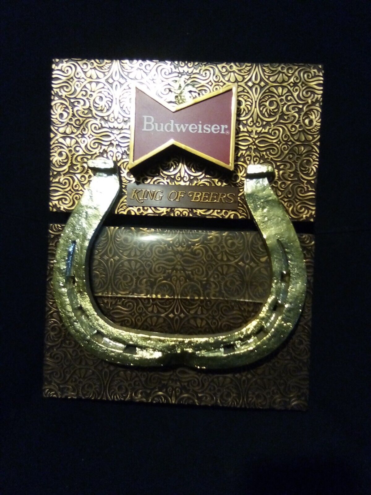 Rare Vintage Budweiser Golden Colored Clydesdale Horseshoe Sign 11\
