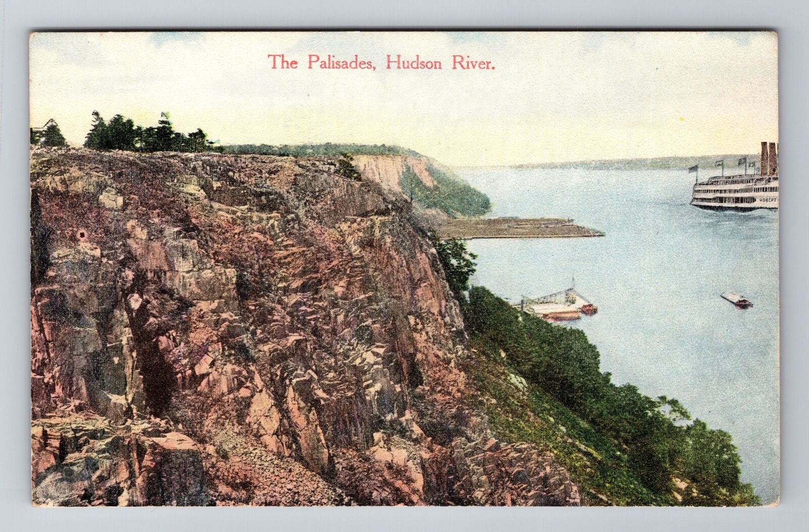 Palisades NJ-New Jersey, Hudson River, Antique Vintage Souvenir Postcard