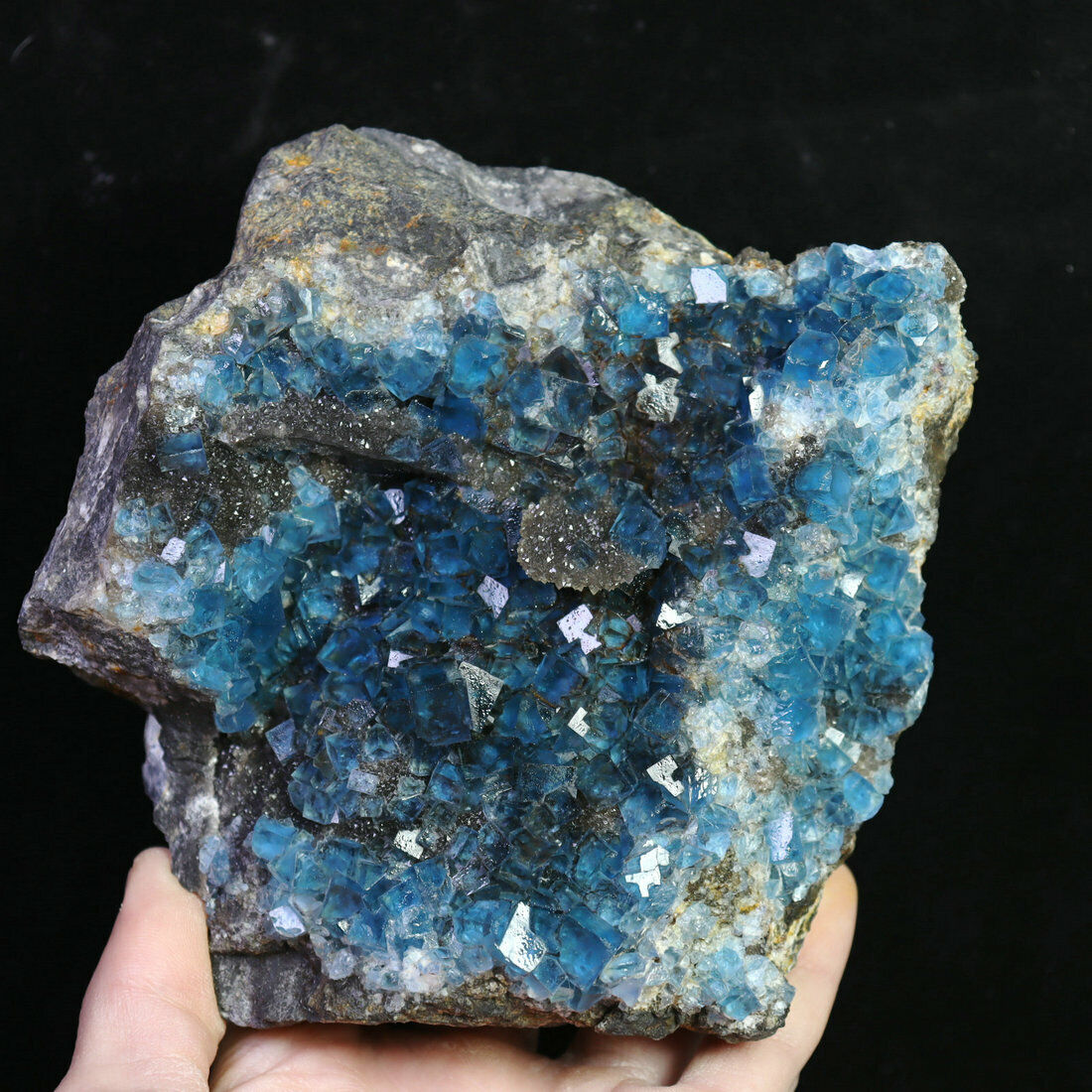 2.66lb Beauty Rare Blue Cube Fluorite Crystal Mineral Specimen China