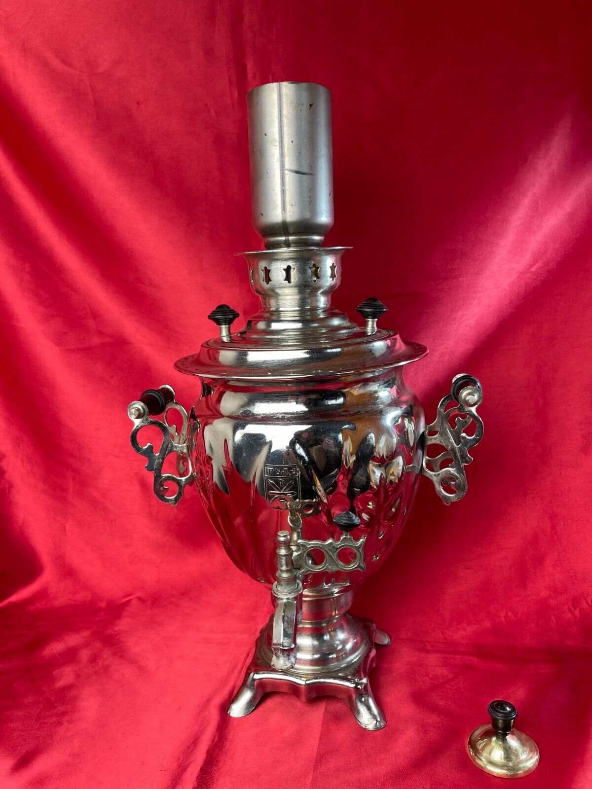 Unique Wood-burning Samovar with Pipe Carbon Ethnic Russian Сulture TULA USSR