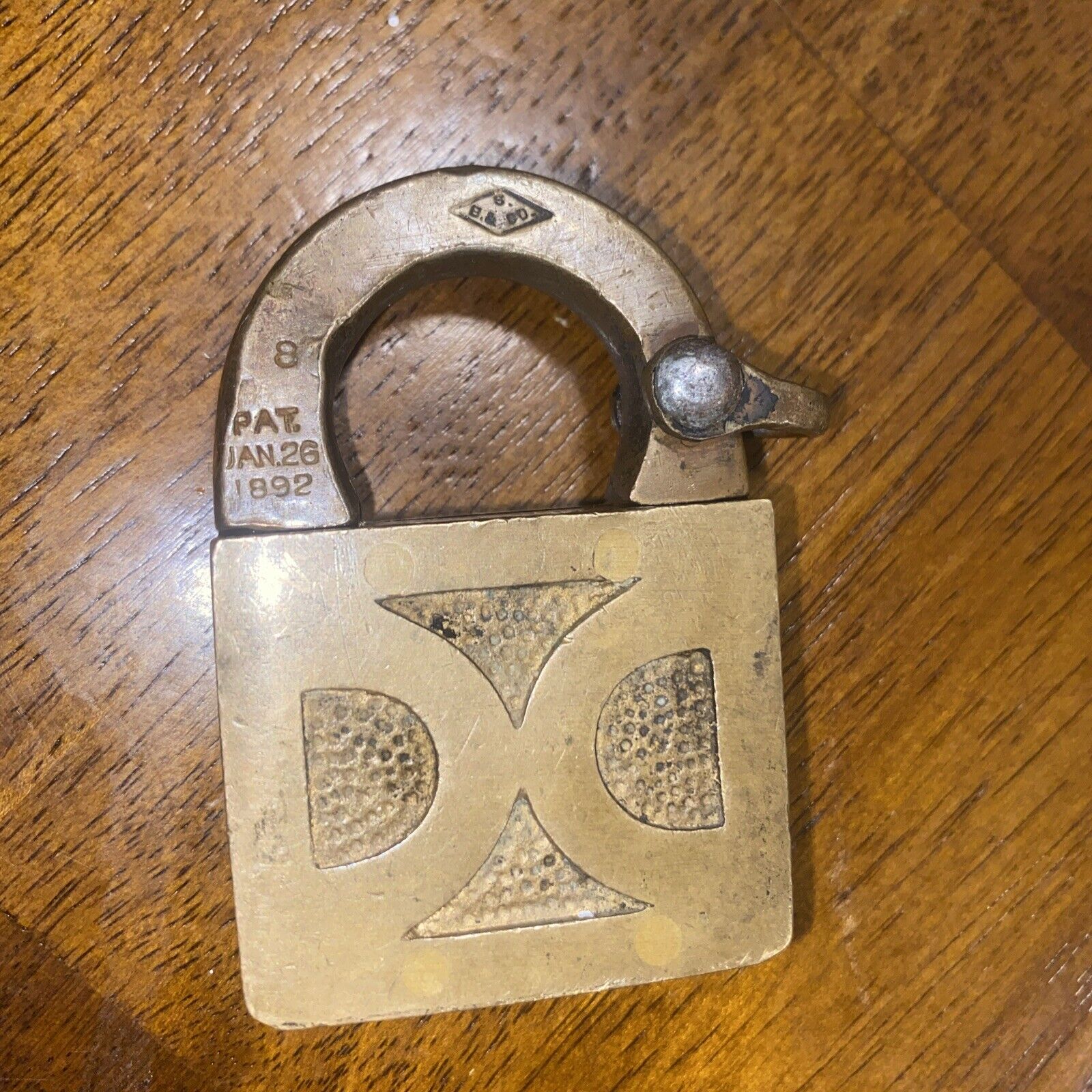Vintage 1892 Patent Brass Padlock No Key