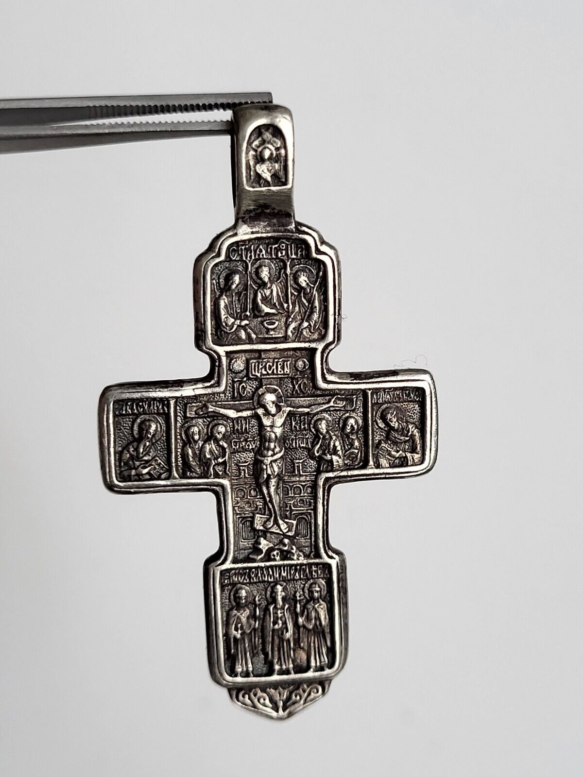 VTG , 925 SILVER Russian Christian Cross Double Side 