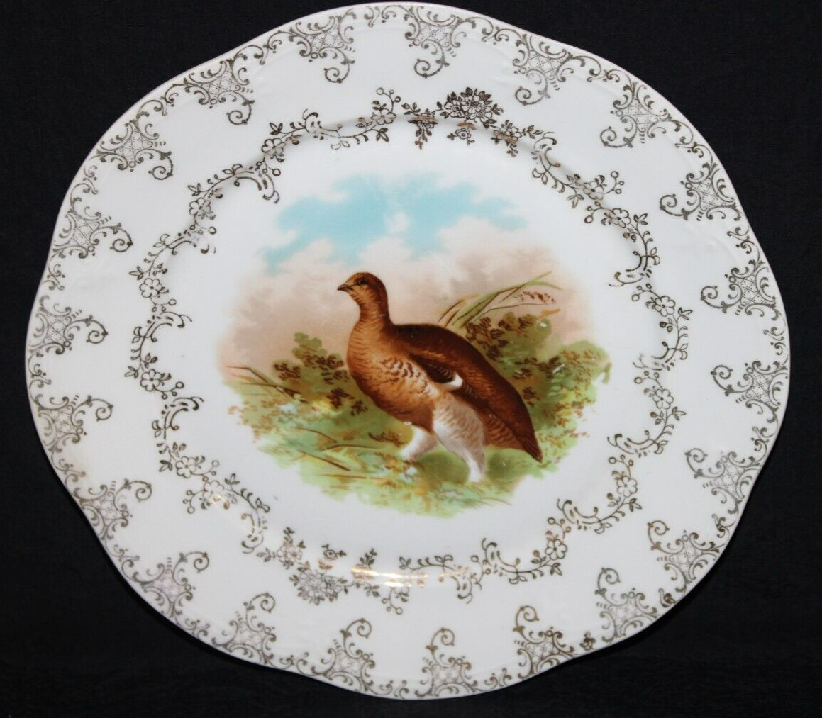 Antique Cabinet Porcelain Plate Grouse Game Bird 9\
