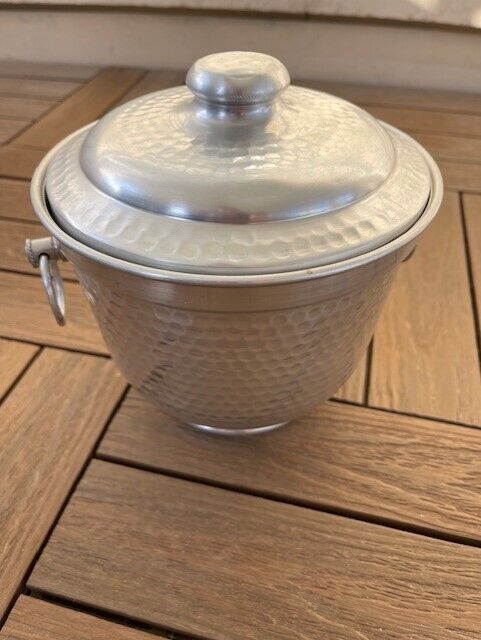 1960's Vintage Hammered Aluminum Ice Bucket Ray BB -501 Made in Italy  