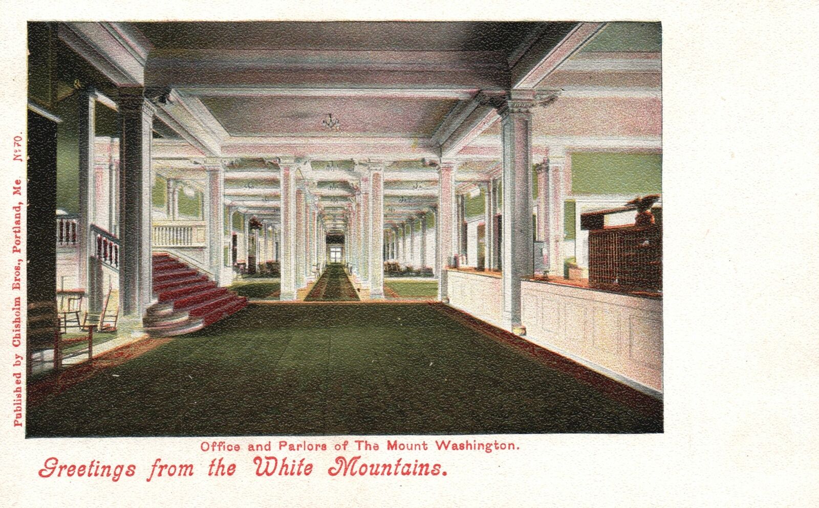 Vintage Postcard Office Parlor Mount Washington Greetings From White Mountains