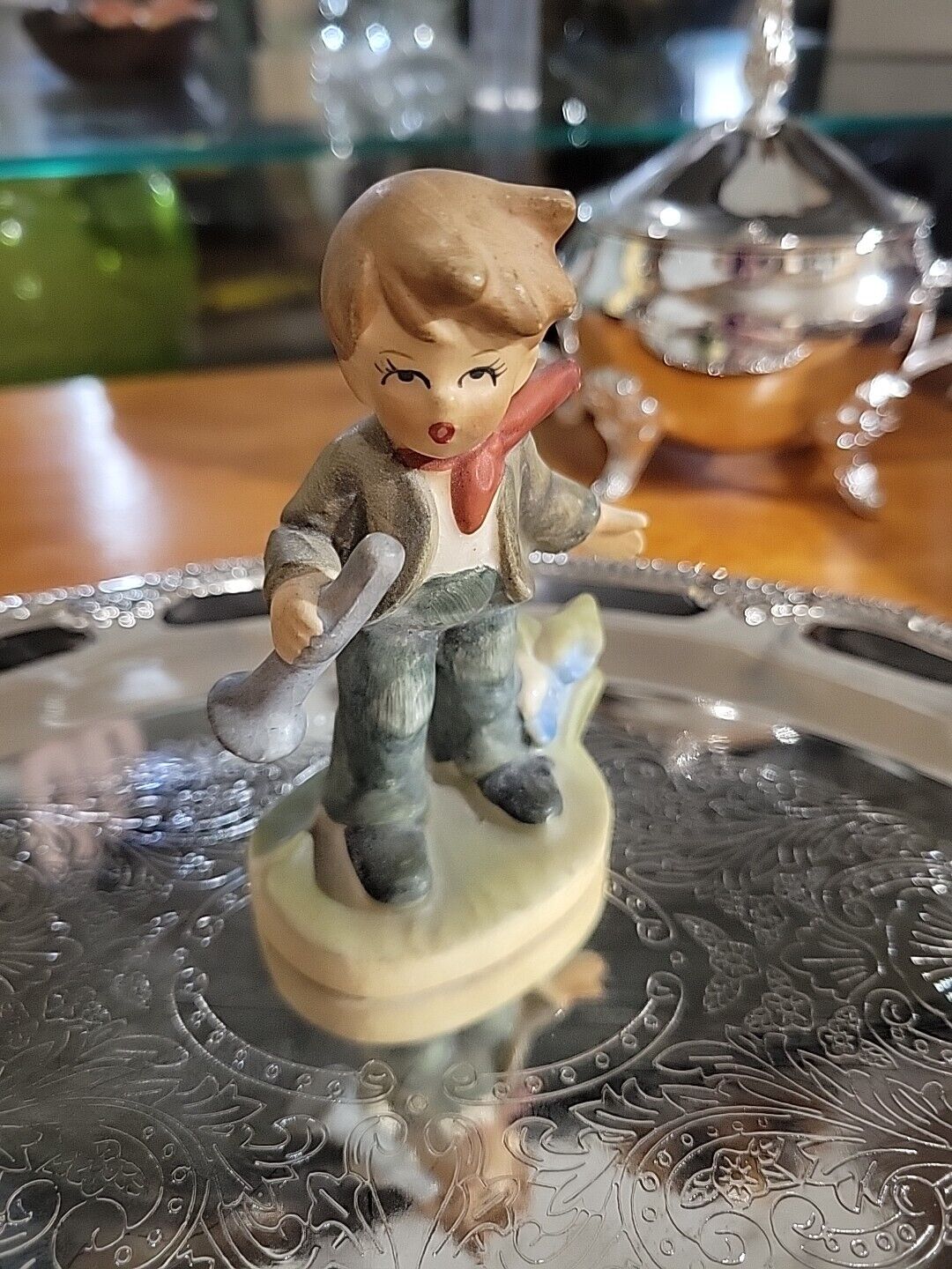 Antique Royal Crown Child Life Hand Painted Figurine #3326 Boy With Trumpet 