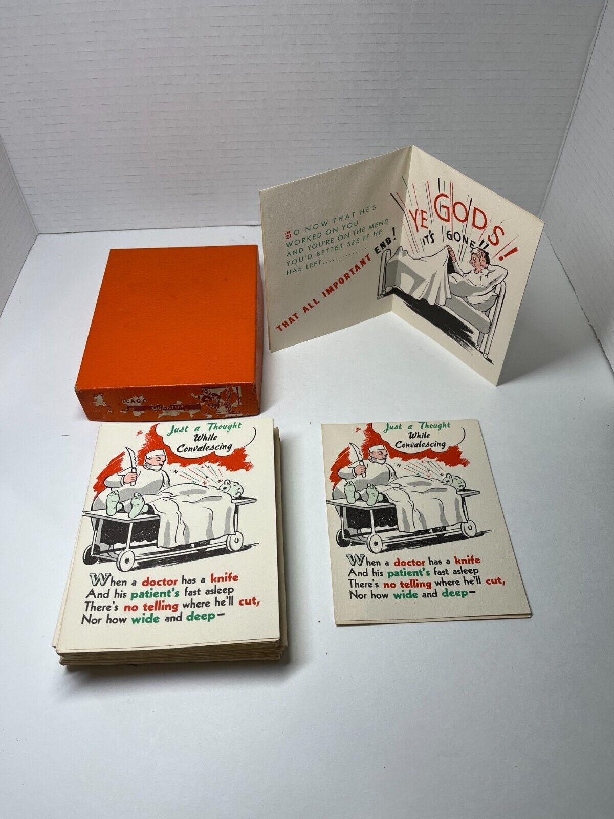 VINTAGE Novo Laughs Funny Greeting Card Novelty Cartoon Original Box of 25 50s