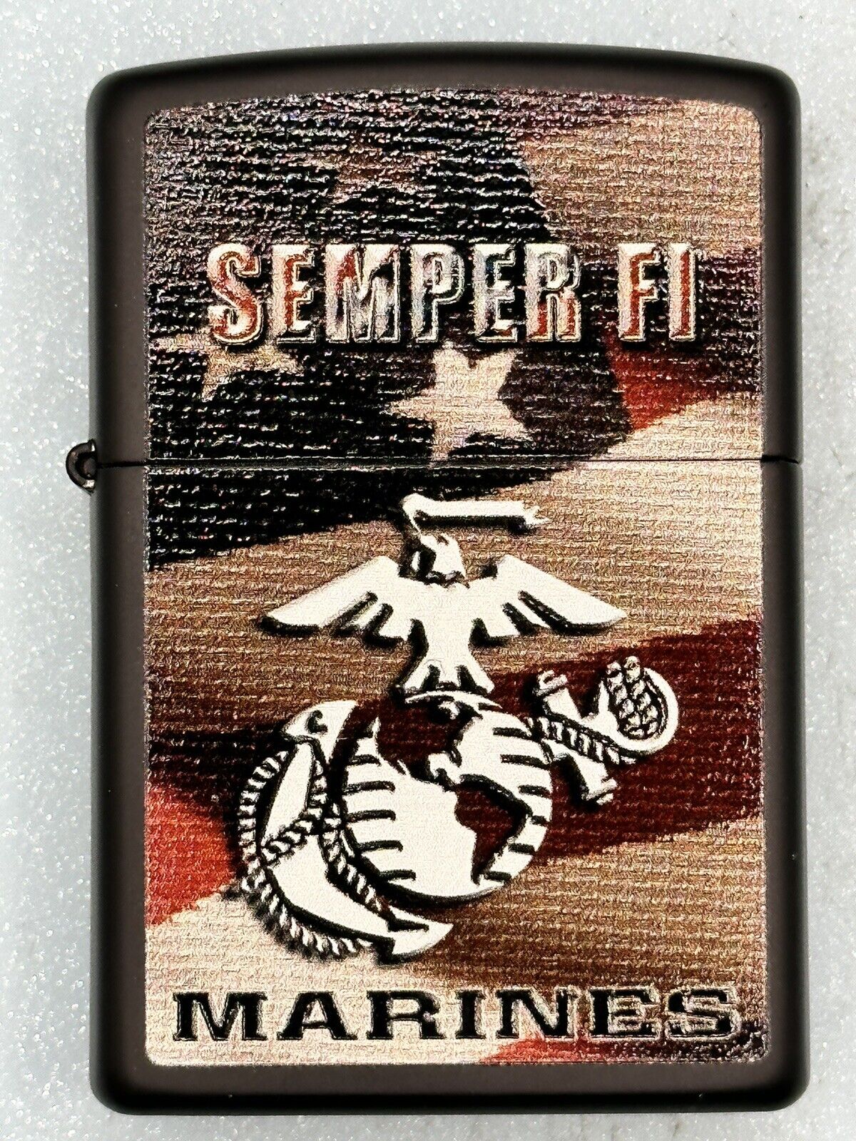 Vintage 2014 United States Marines Semper Fi Black Matte Zippo Lighter NEW
