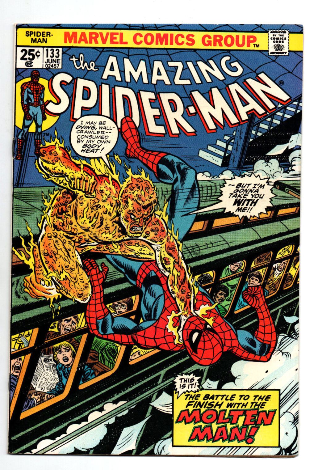Amazing Spider-Man #133 - Molten Man - Romita Sr -  MVS intact - 1974 - (-NM)