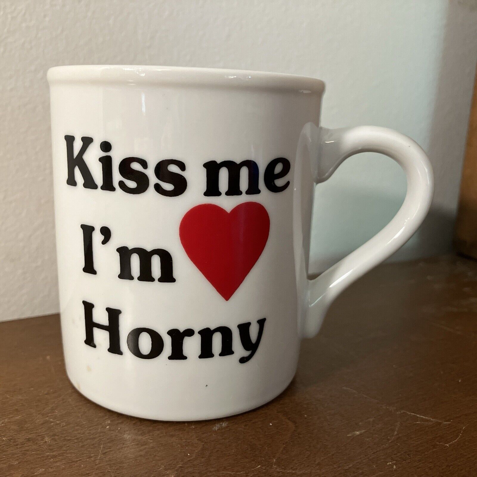 VTG Papel Kiss Me I\'m Horny Mug North Hollywood Made in Japan
