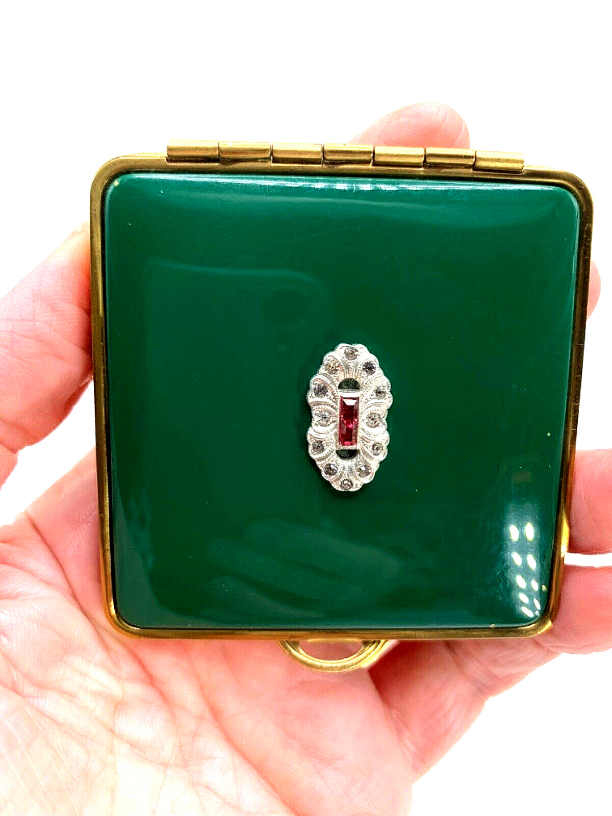 Elegant  Vintage compact. Powder, rouge compartments  Mid-Century.