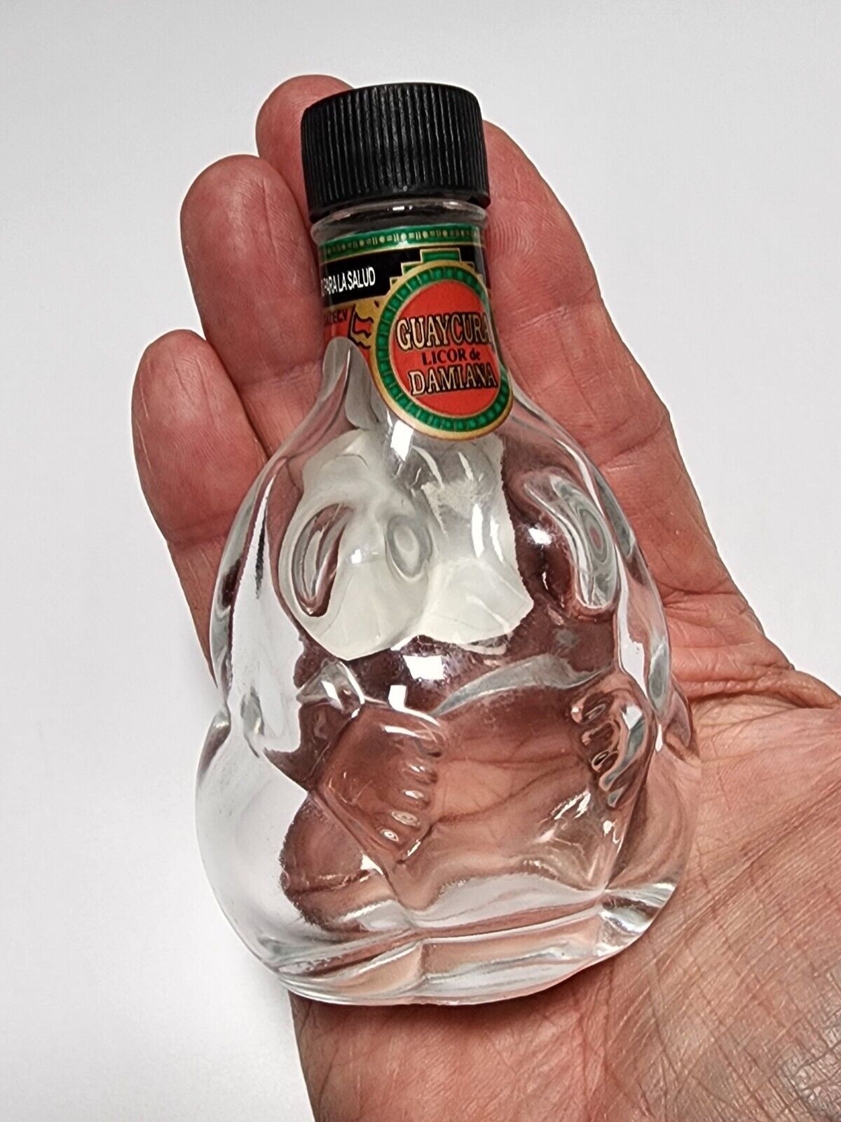 Vtg 50ml EMPTY glass Liquor Bottle ~ Guaycura Licor de DAMIANA Nude Lady\'s Torso