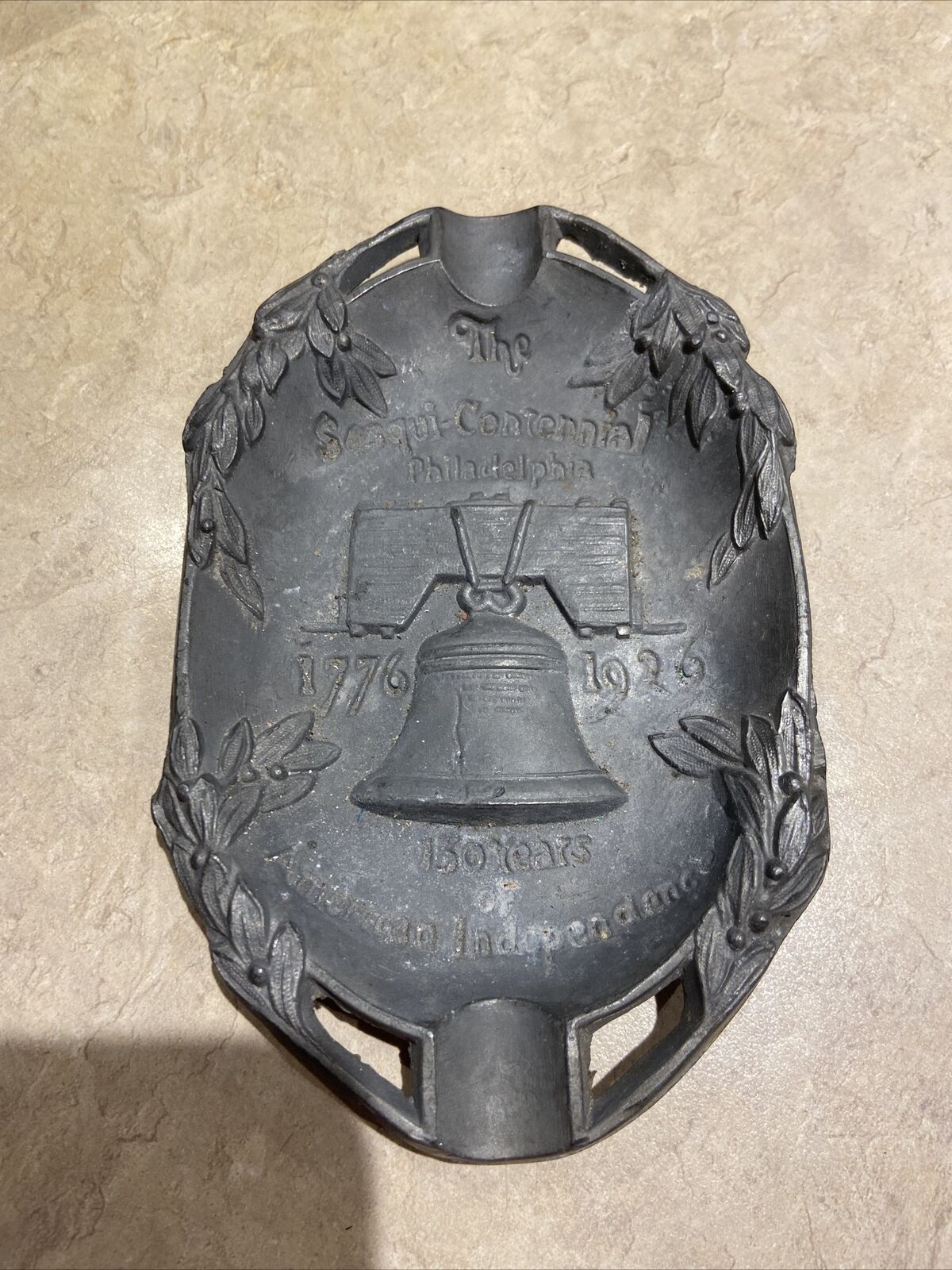 Antique 1776-1926 Sesquicentennial Exposition Pot Metal Ashtray Liberty Bell