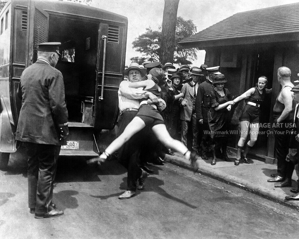 Women Being Arrested for Wearing Revealing Bathing Suits - 1928 Vintage Photo