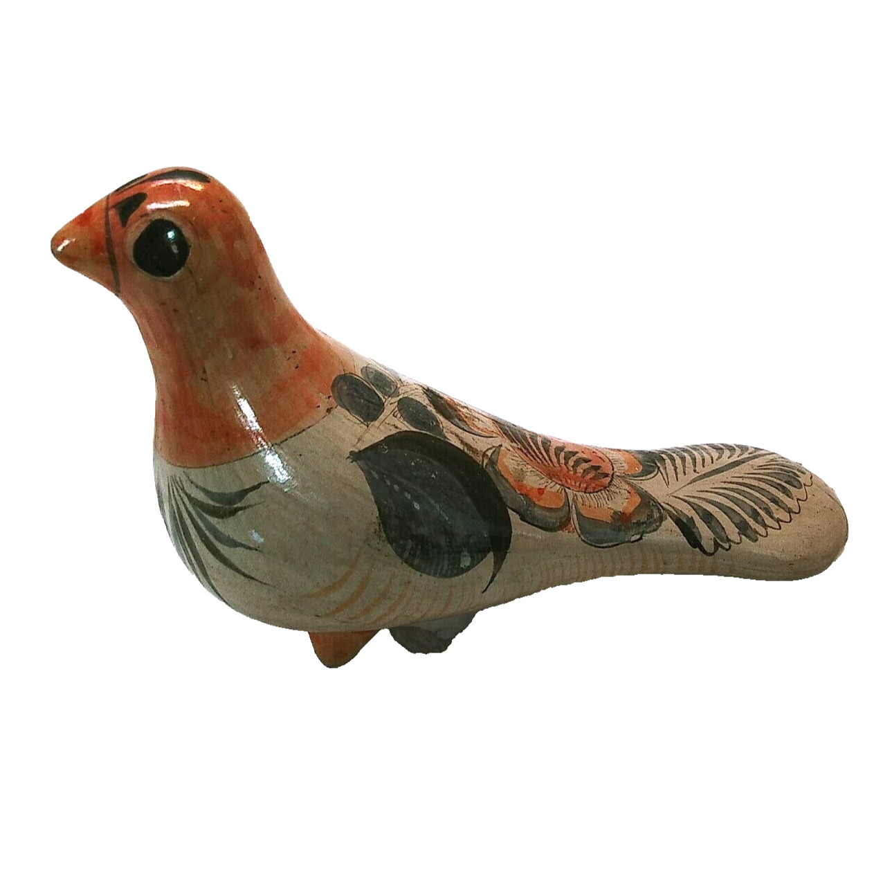 Vintage Tonala Mexican Pottery hand-made / painted Bird Folk Art Figurine 8.5\