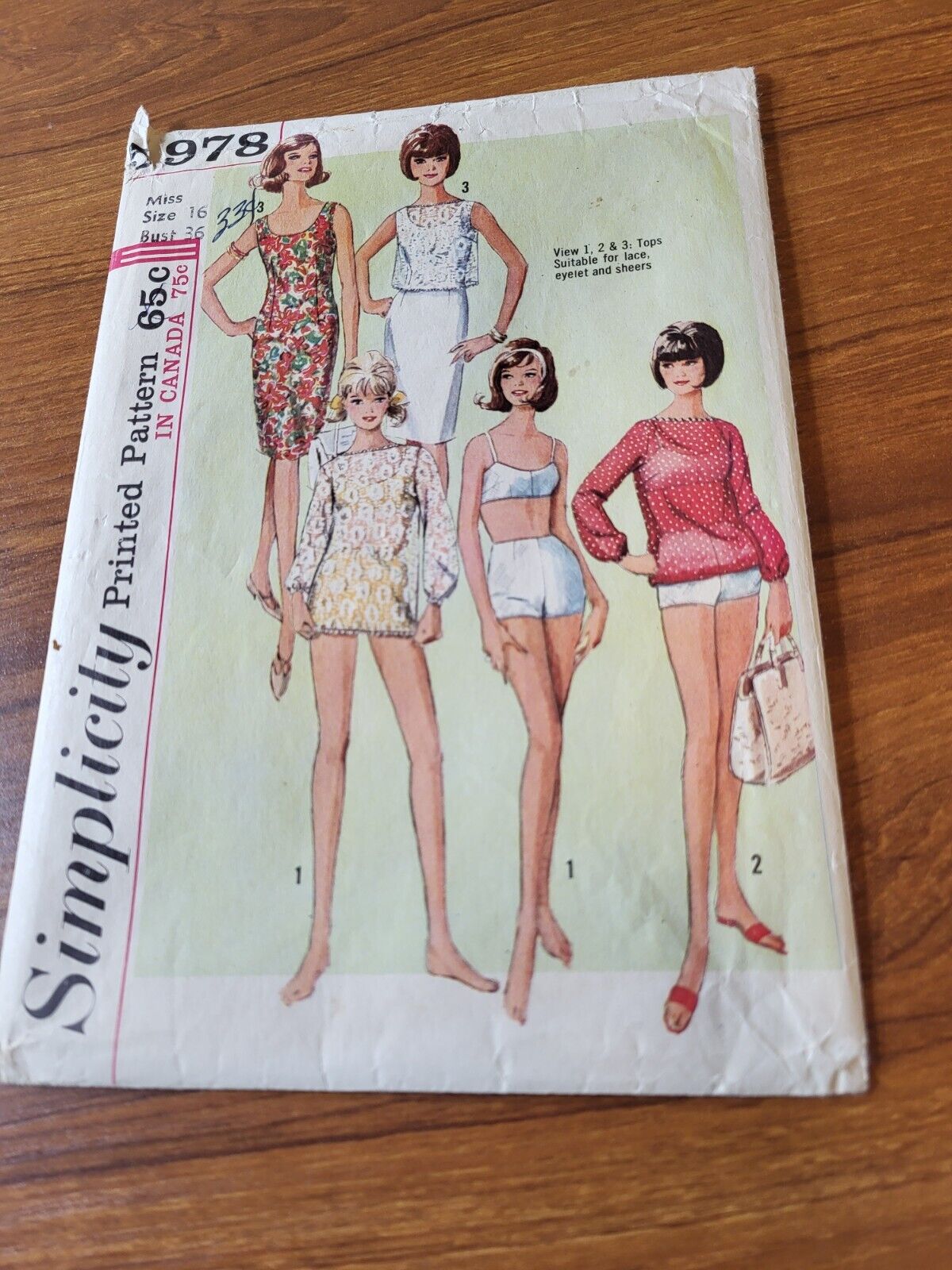 Vintage 60s Simplicity Sewing Pattern 5978 Summer Swim Sz 16 B 36 Complete 