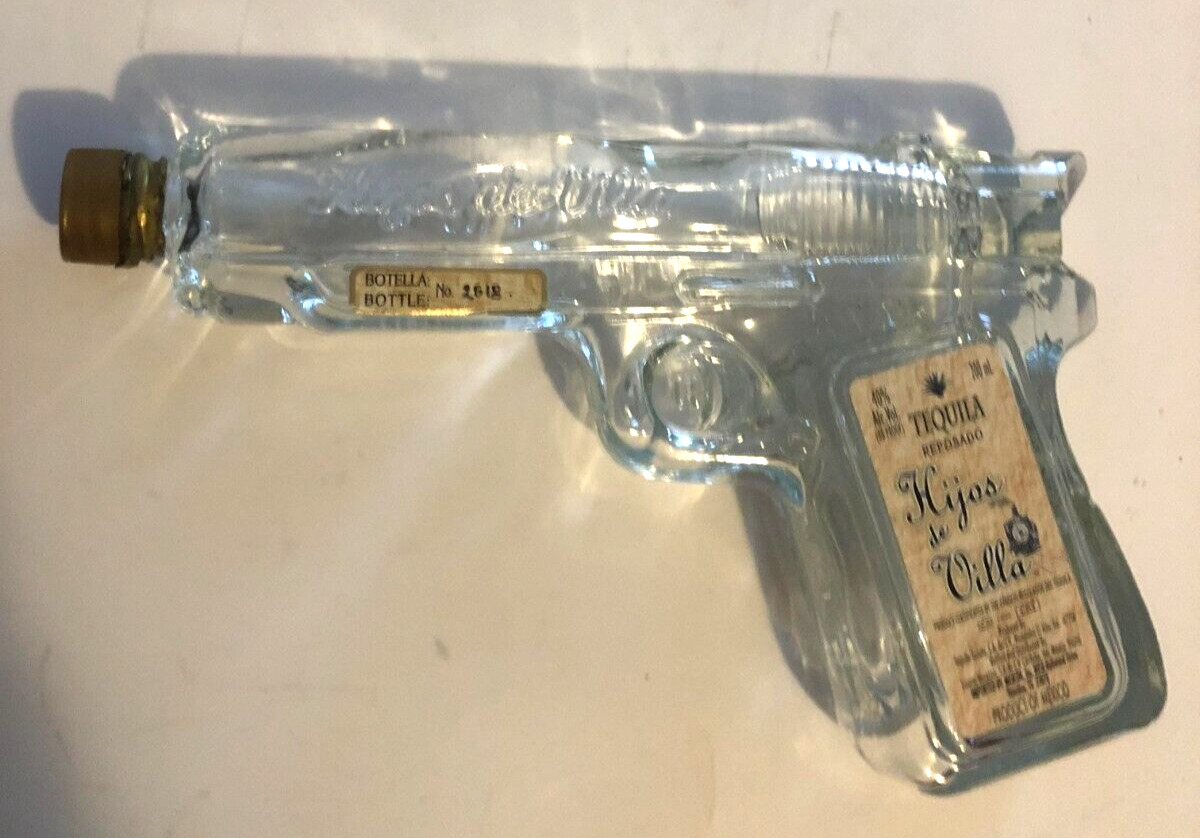 HIJOS DE VILLA Tequila Empty Gun Pistol Shaped 200ml Bottle #2518 Exc. Condition