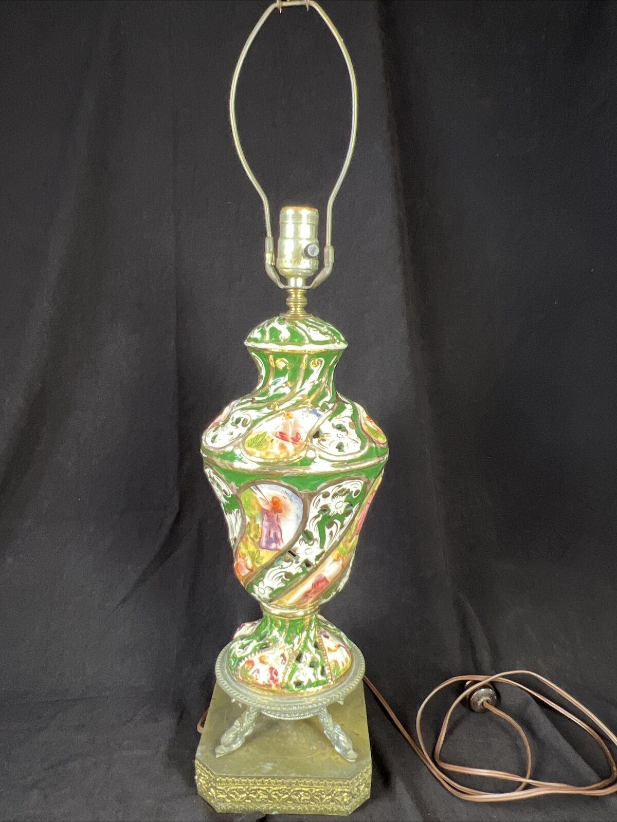 Antique Vintage Porcelain Capodimonte Lamp~ ITALY Cherubs/ Angels Capo Di Monte