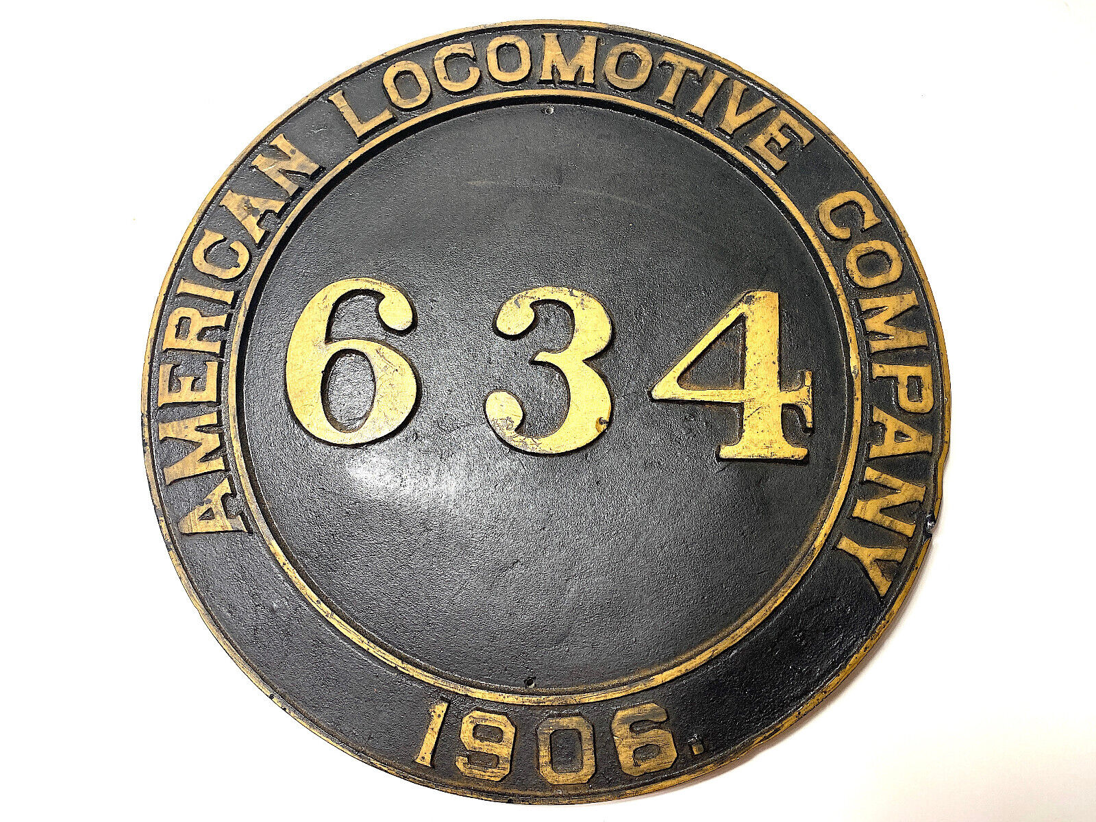 VINTAGE AMERICAN LOCOMOTIVE 634 TRAIN BUILDERS PLATE  1906 & PROVENANCE