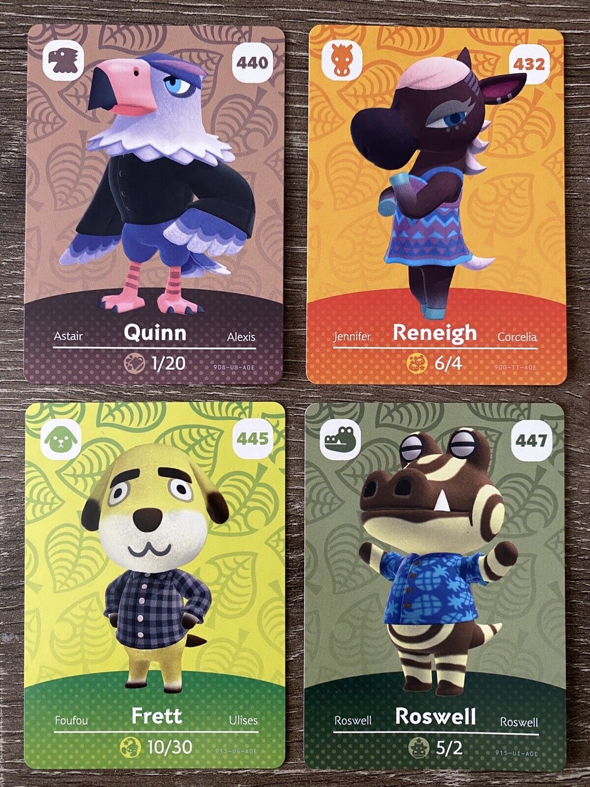 QUINN RENEIGH FRETT & ROSWELL - Animal Crossing ACNH Amiibo CARD LOT - UNSCANNED