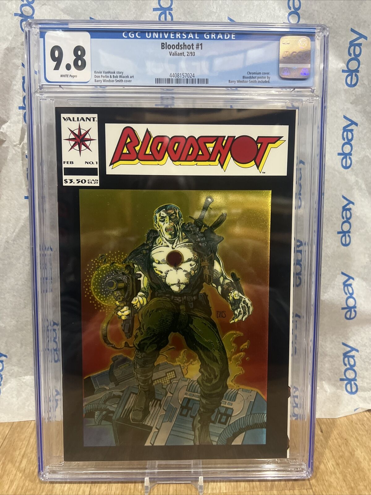 1993 Valiant BLOODSHOT # 1 CGC 9.8 White Pages, Chromium Cover by BWS