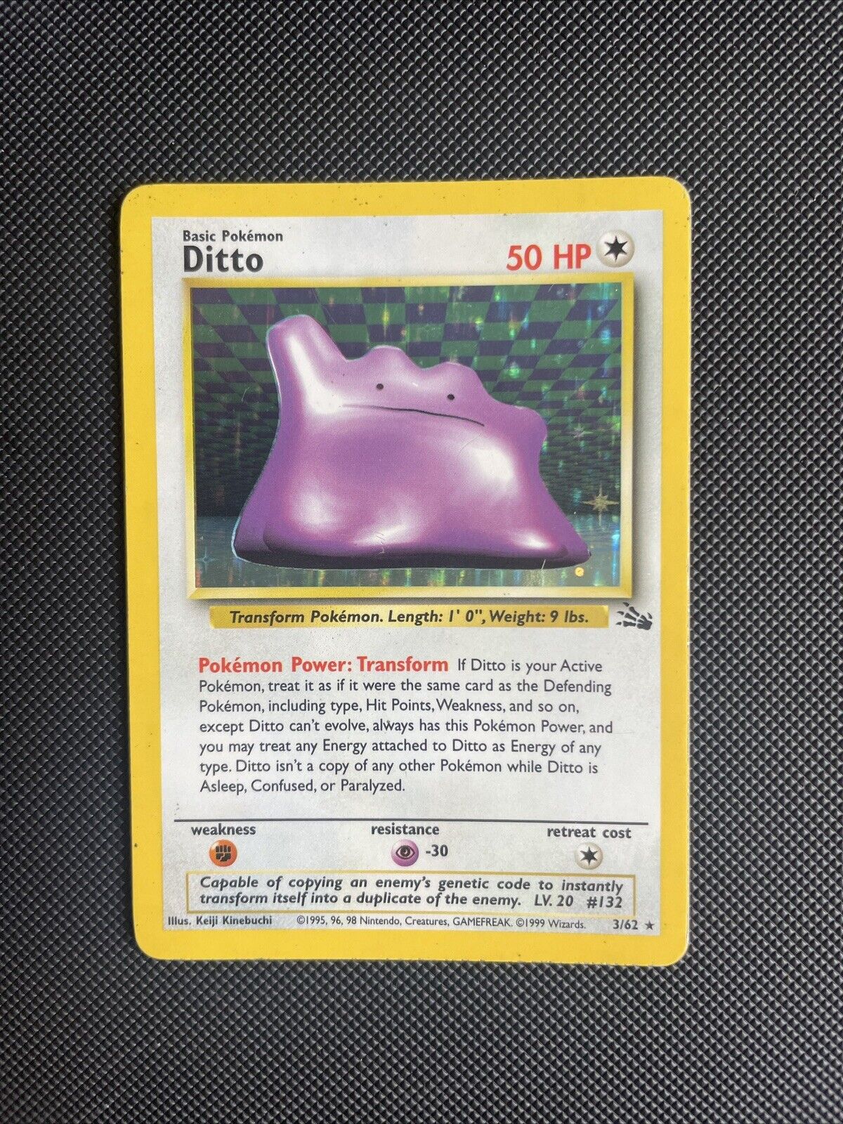 DITTO 3/62 Holo Pokemon Fossil Set Card Vintage 1999 LP