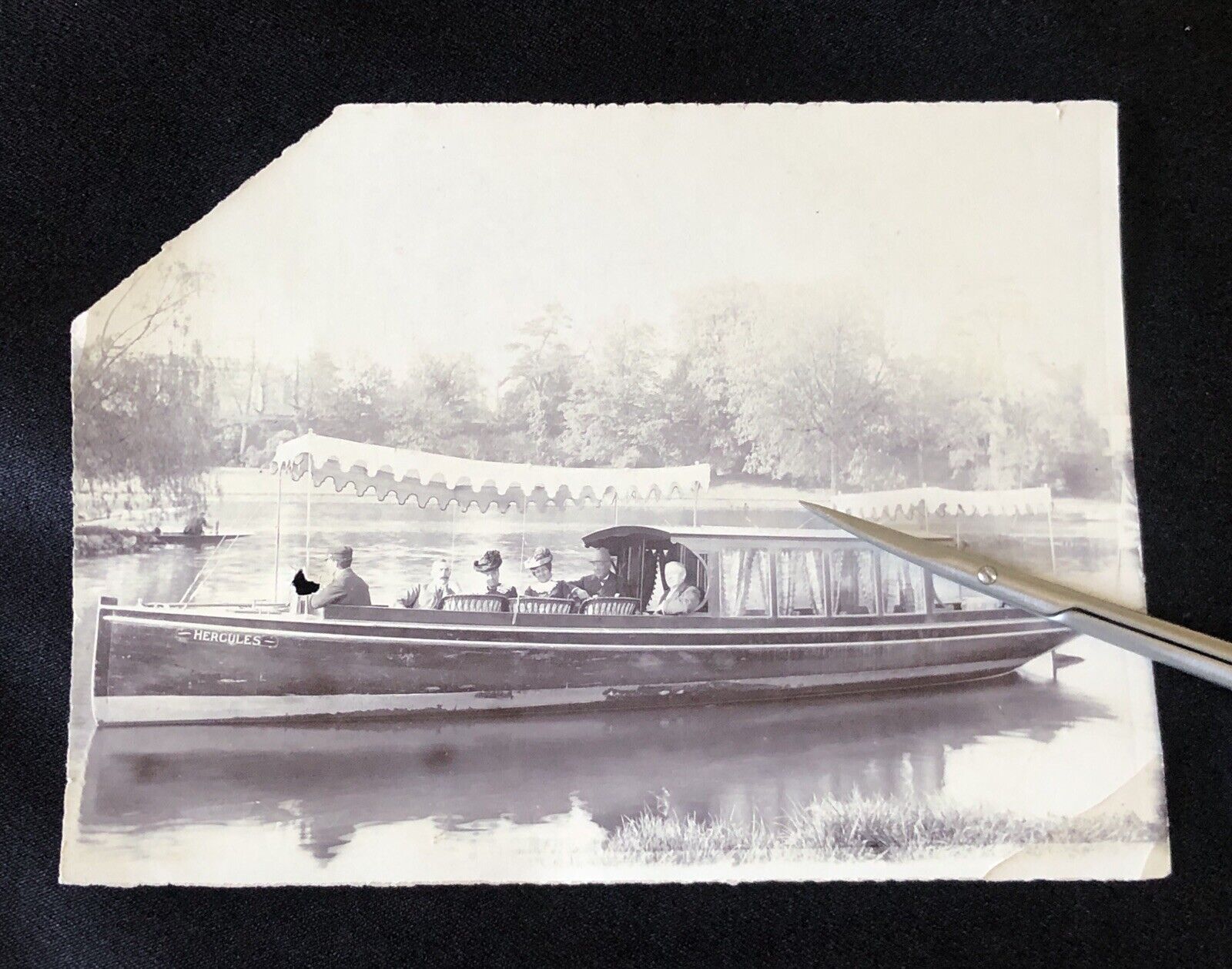 Antique Janesville Wisconsin Houseboat Party on the Rock River Albumen Photo
