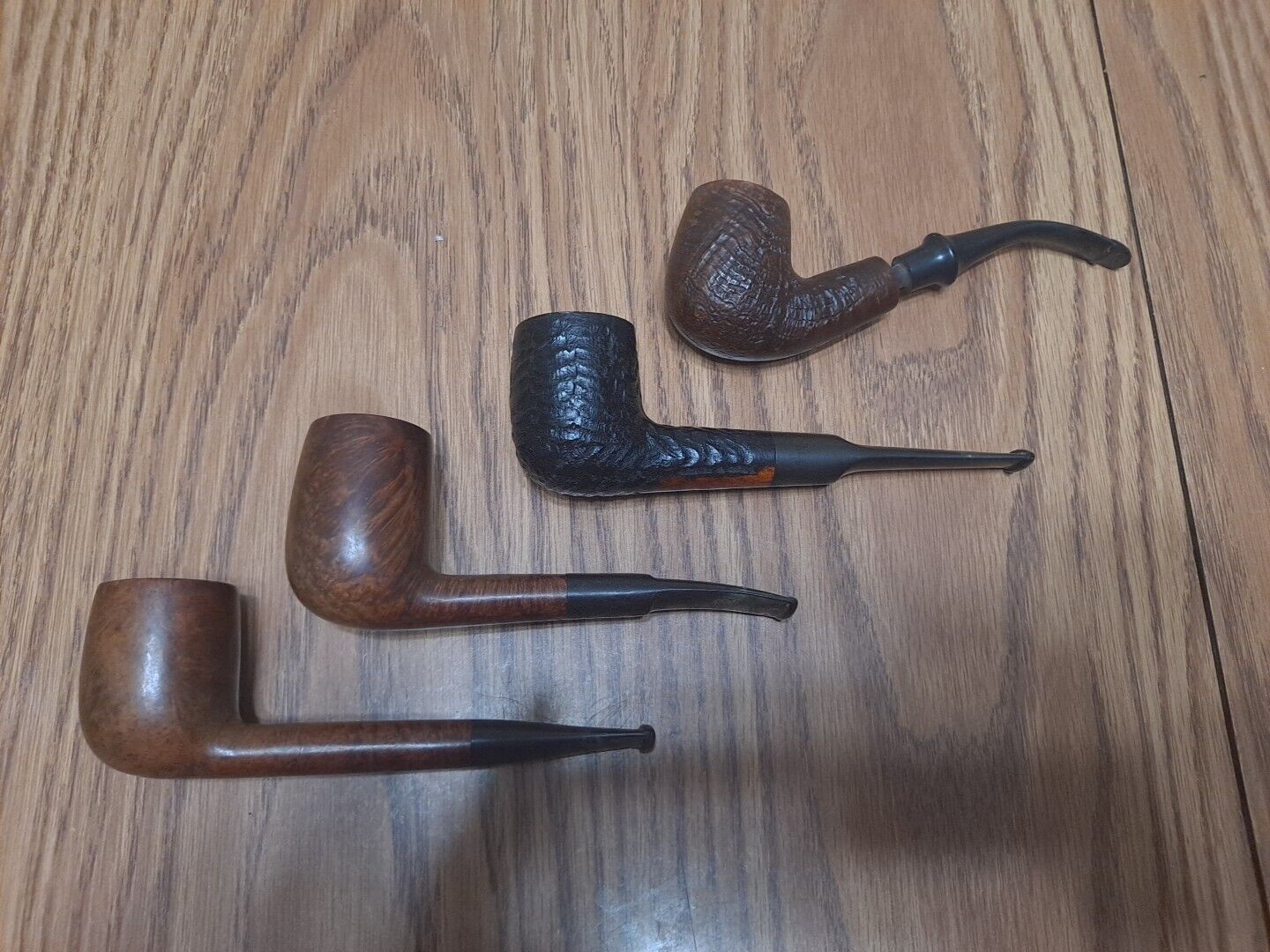 Lot of 4 Made in Italy Vintage Estate Pipe Collection Smooth Rusticated Smoked