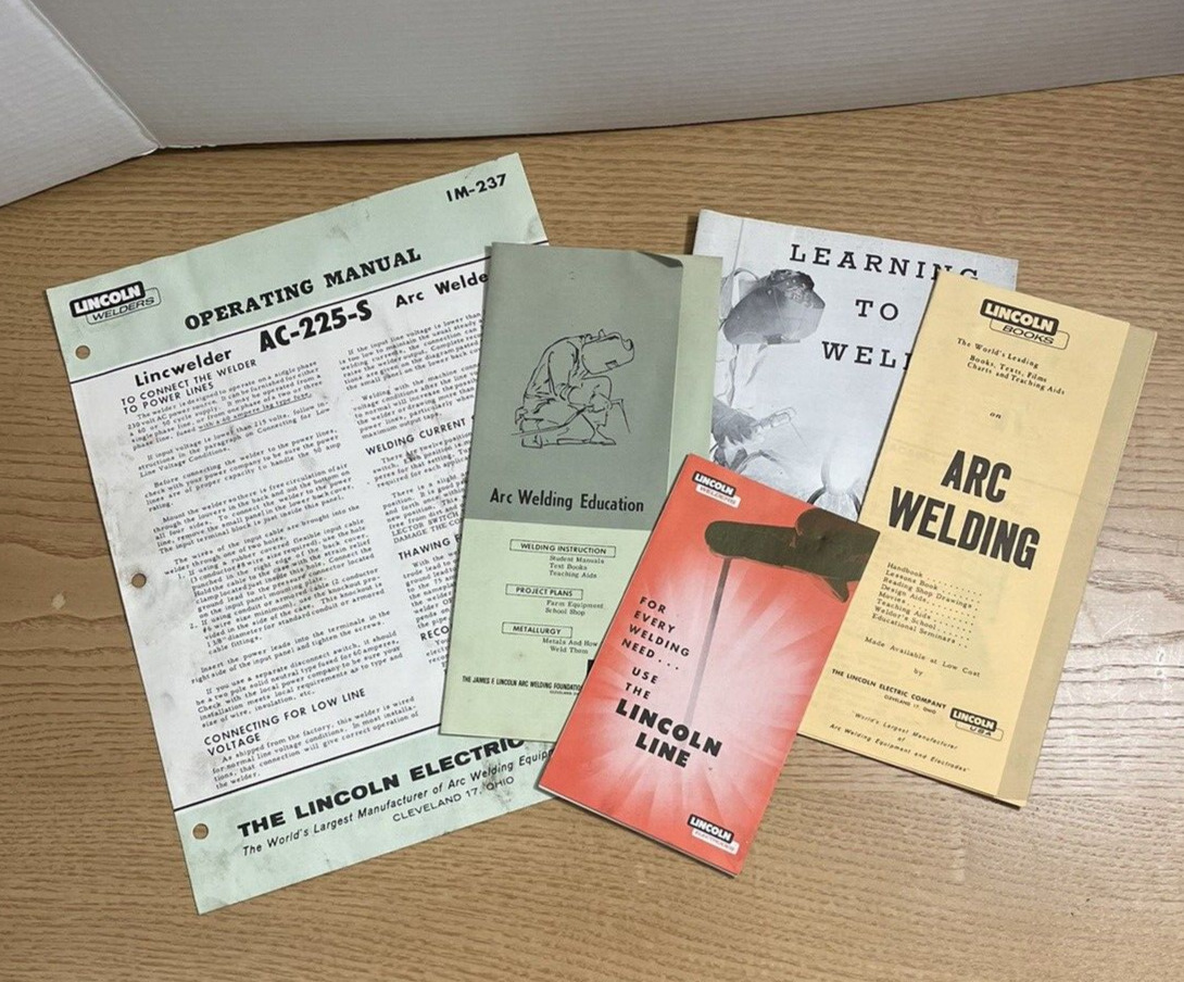 Vintage Lincoln Arc Welding Paper Lot Operation Manual Learning to Weld ++ 1961