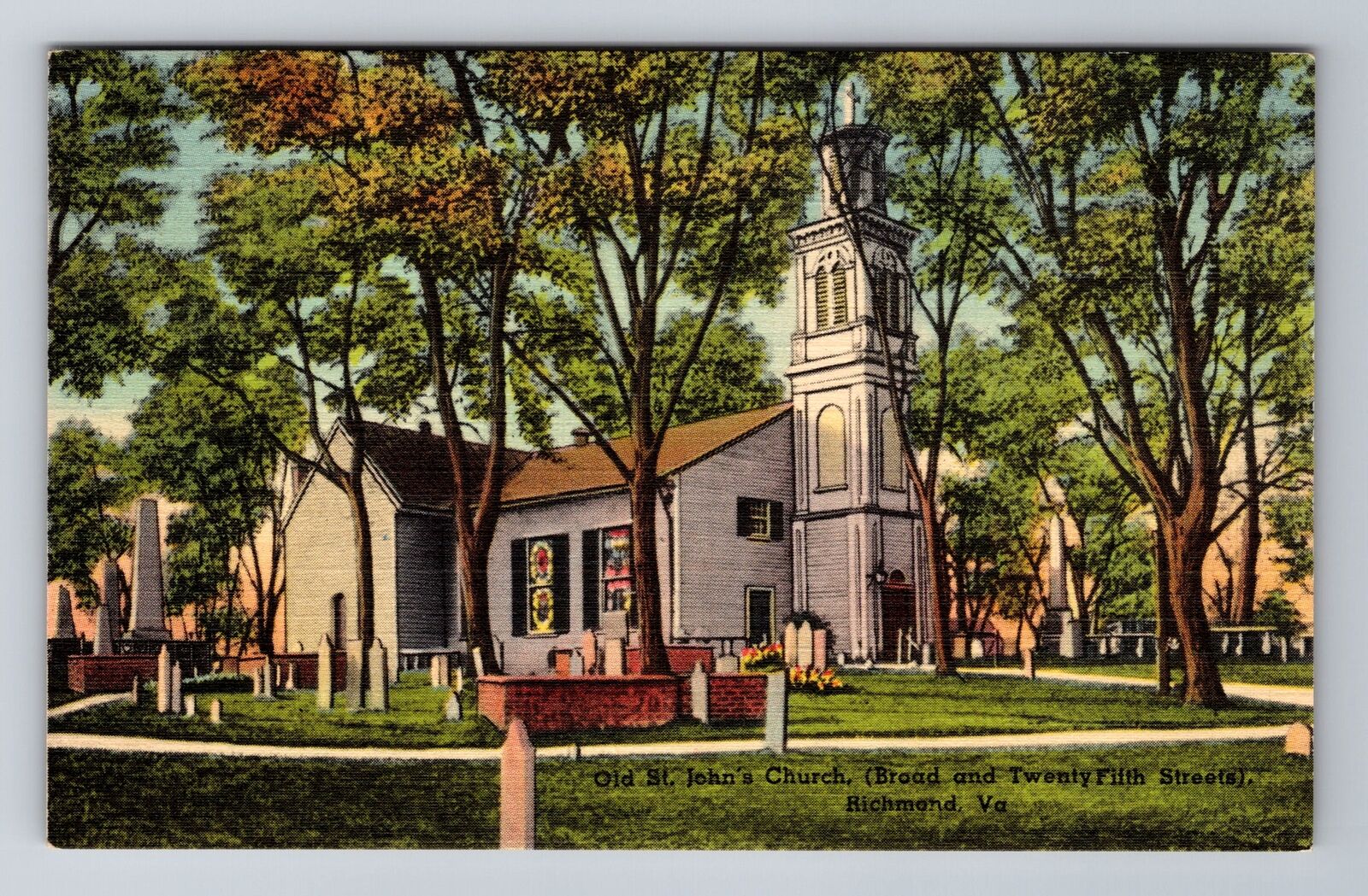 Richmond VA-Virginia, Old St John\'s Church, Religion, Vintage Souvenir Postcard