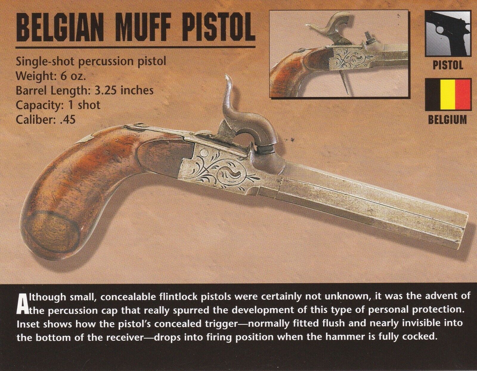 Belgian Muff Pistol Classic Firearms Photo Card u