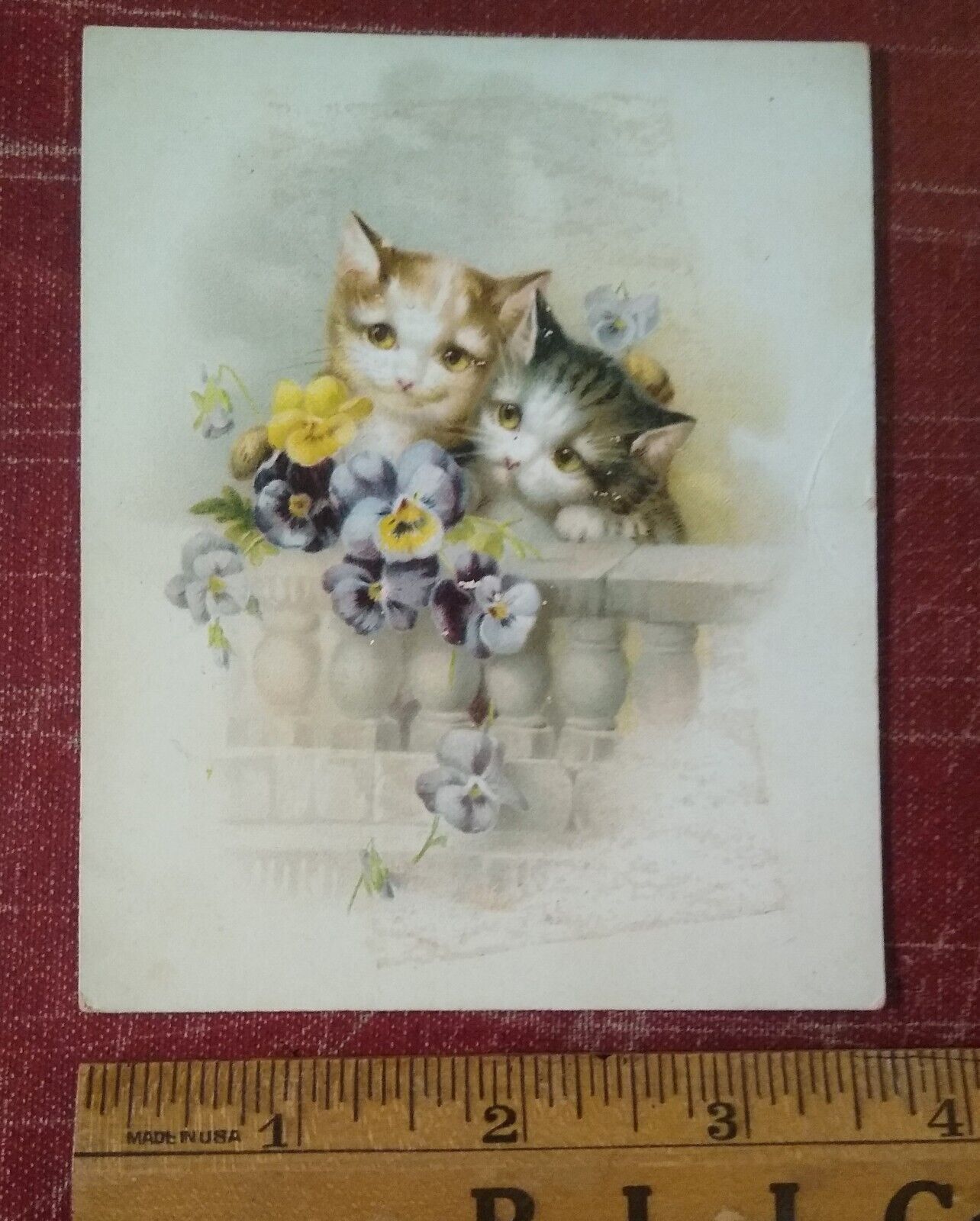 1897 Kittens & Pansies Fleishmann & CO\'s Yeast Trade Card 4.5x3.75\