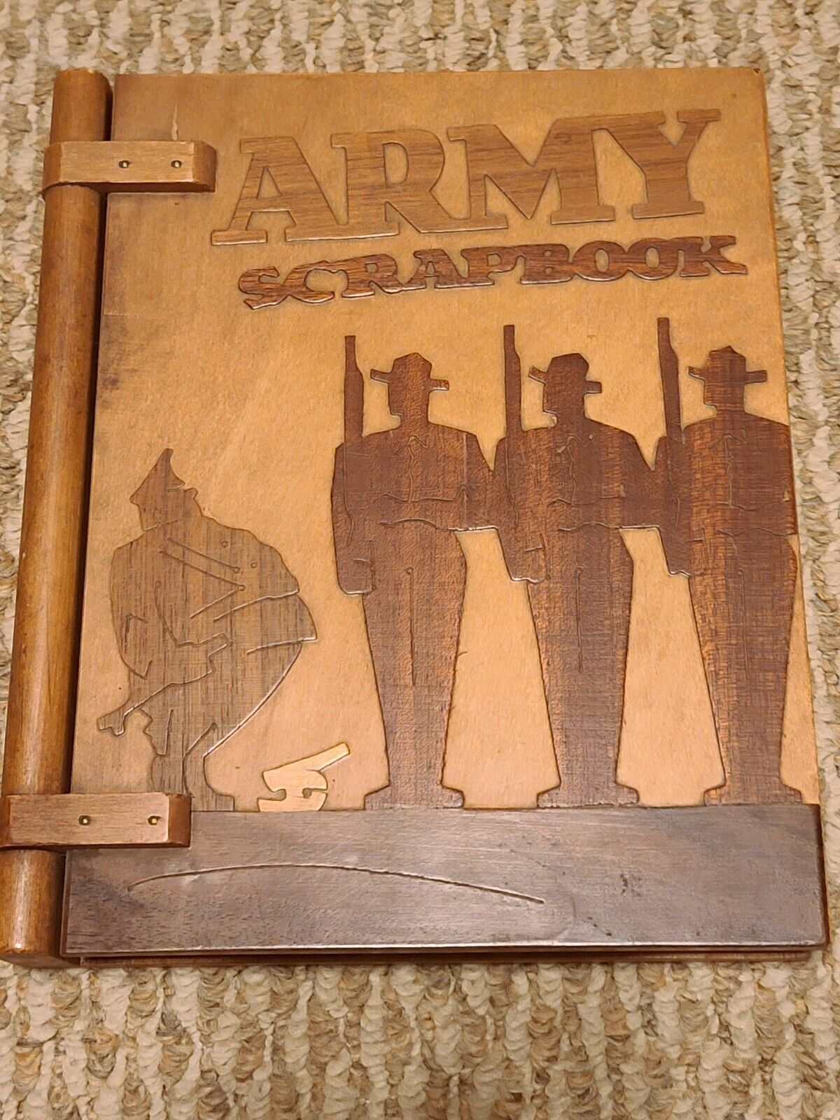 Original WWII U.S. Soldier\'s Personal Photo Album with Trench Art Folk Art Cover