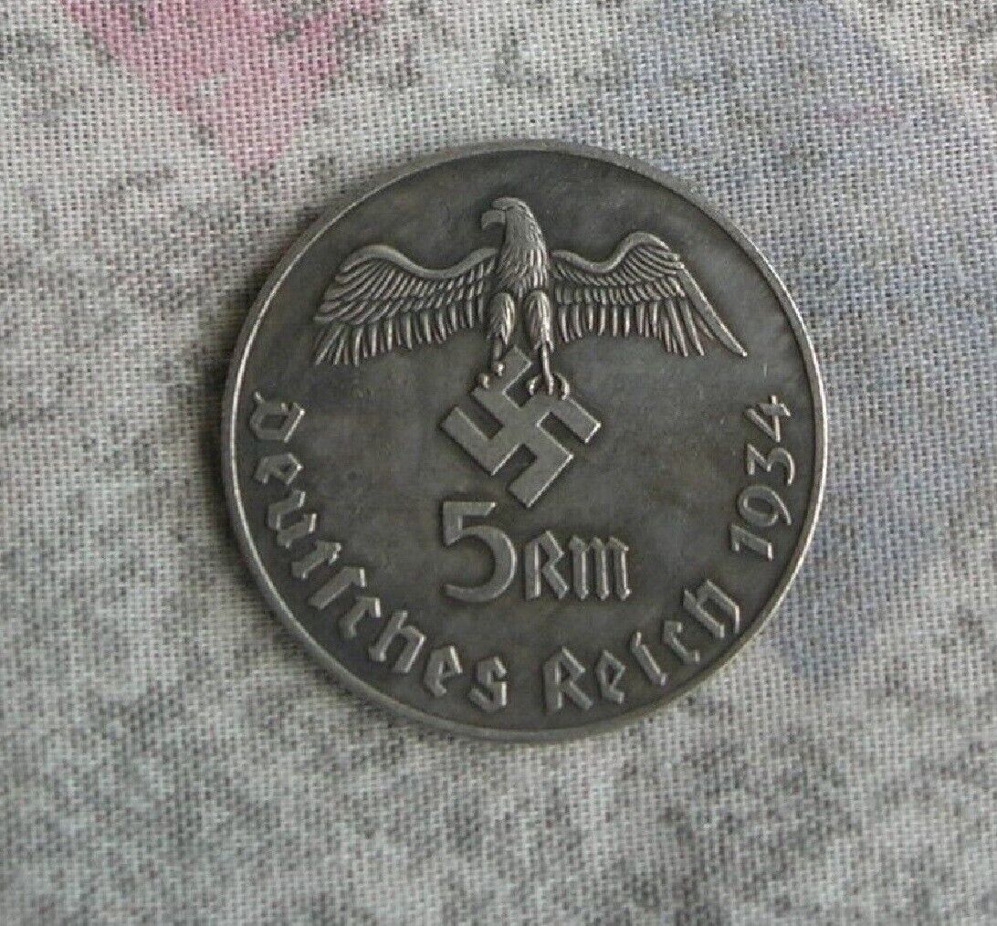 WW2 Hitler Nazi Germany 5 ReichsMark  1934 Coin